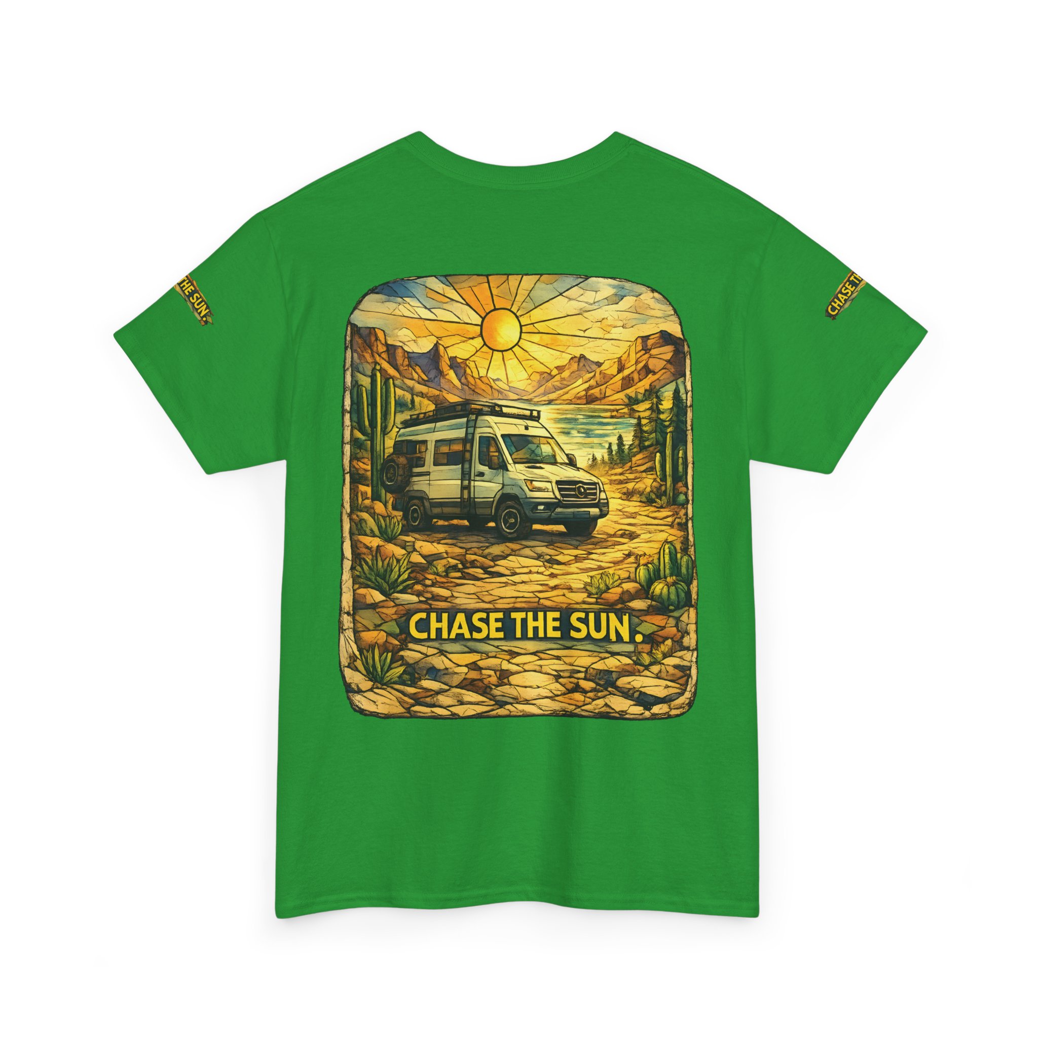 Unisex Heavy Cotton Tee — "Chase The Sun" Design Cubic-Line