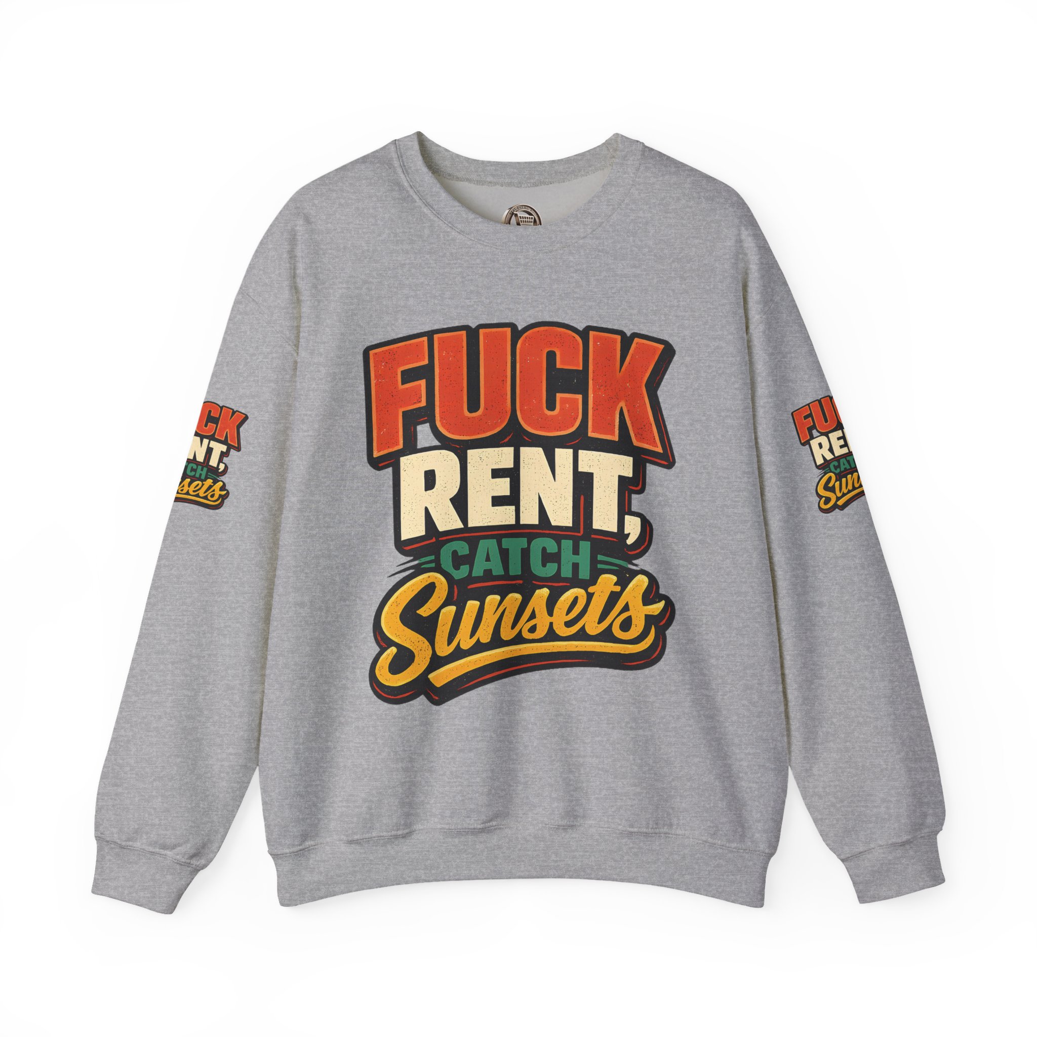 585410011932762507_2048.jpeg Unisex Heavy Blend™ Crewneck Sweatshirt — "Fuck Rent Catch Sunsets" Design F**K-Line