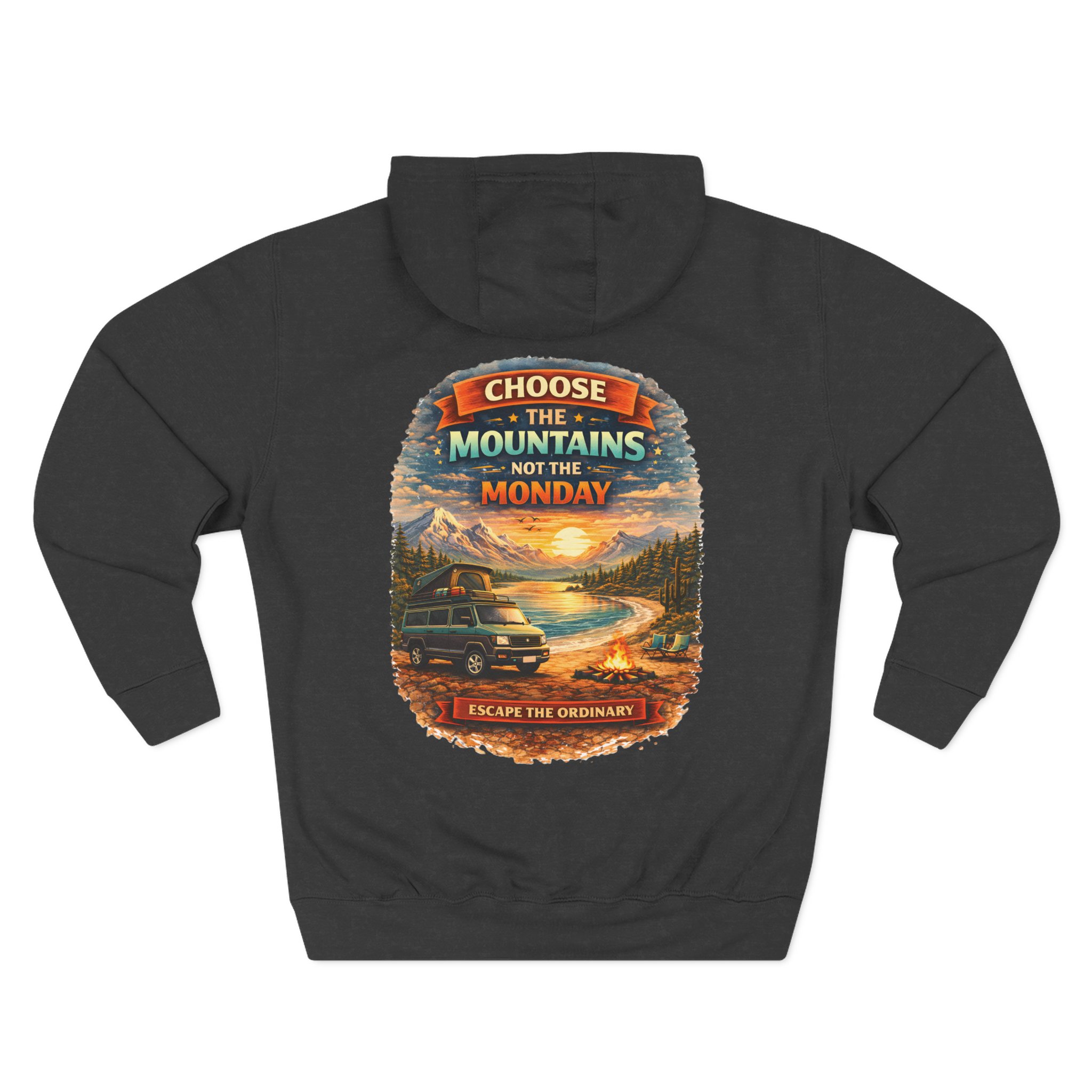 Three-Panel Fleece Hoodie - "Choose The Mountens" Design Scenic-Line