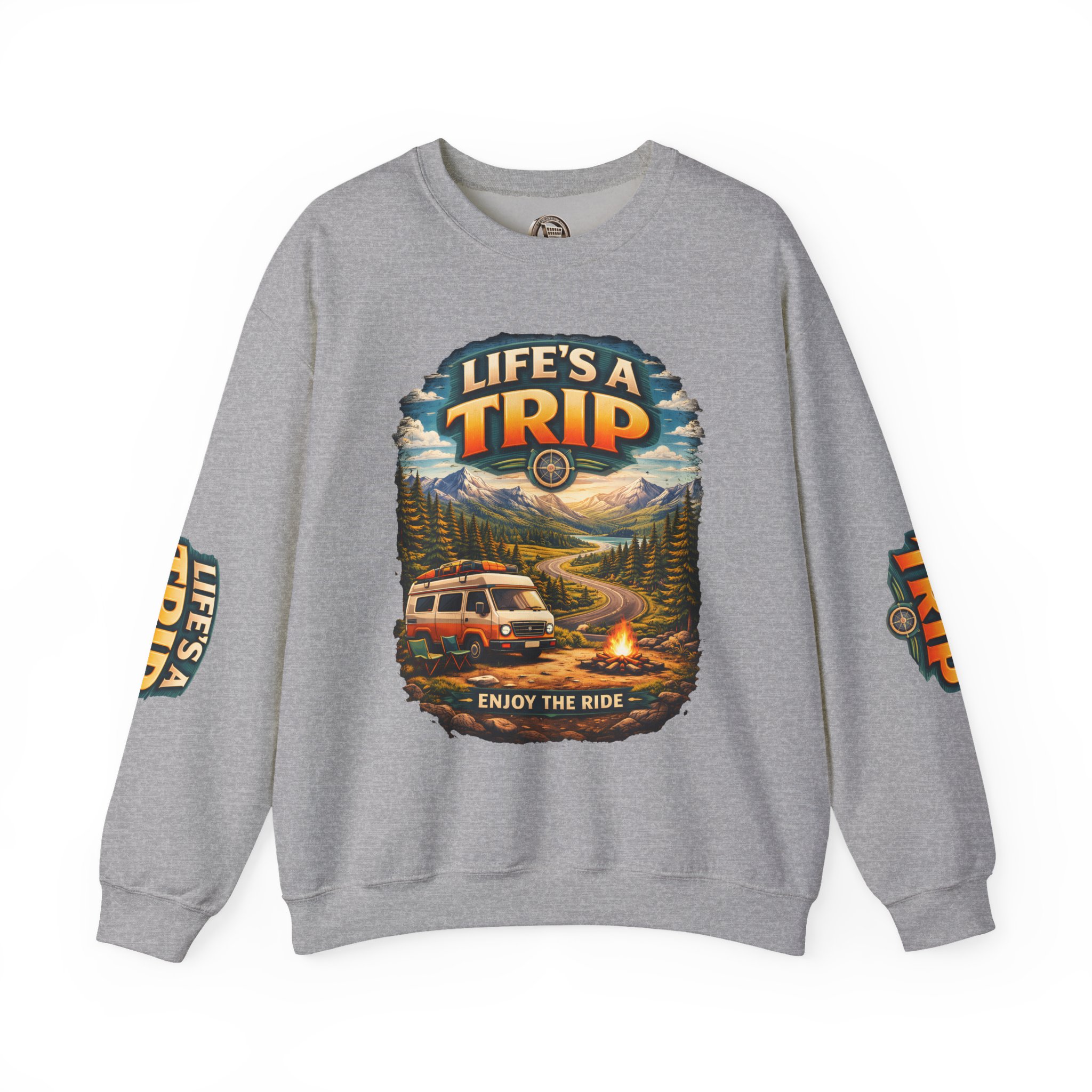 Unisex Heavy Blend™ Crewneck Sweatshirt — "Life s A Trip" Design Scenic-Line