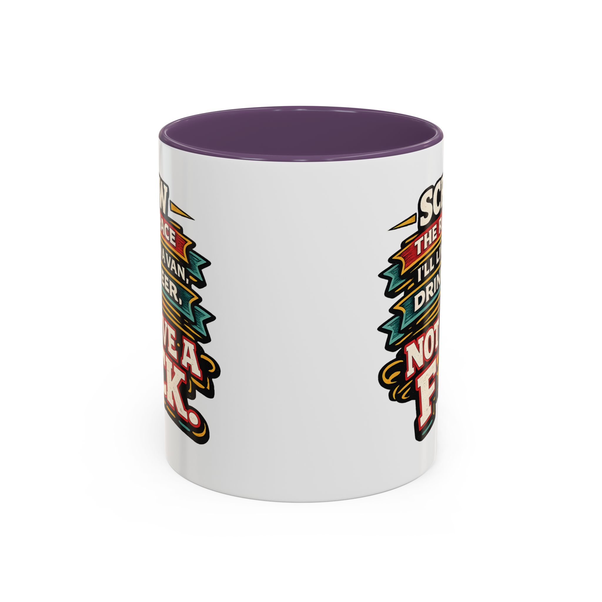 Accent Coffee Mug (11, 15oz) — "Screw The Rat Race" Design F**K-Line