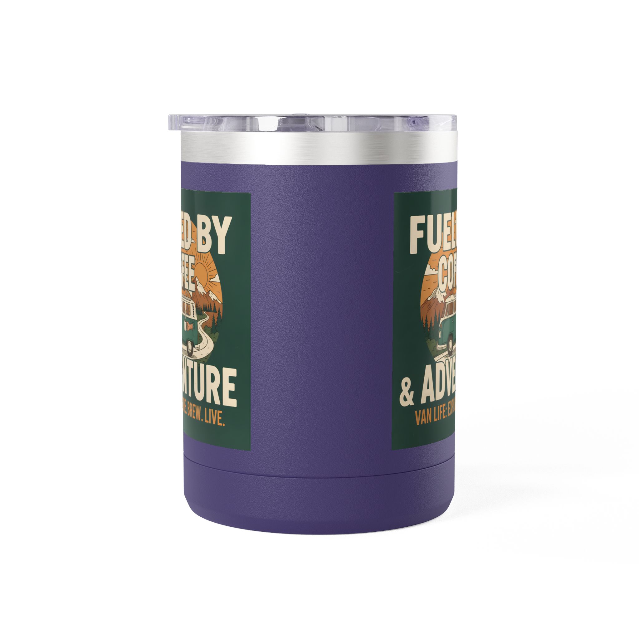 Coffee Mug Tumbler, 15oz — "Fueled by Coffee & Adventure"