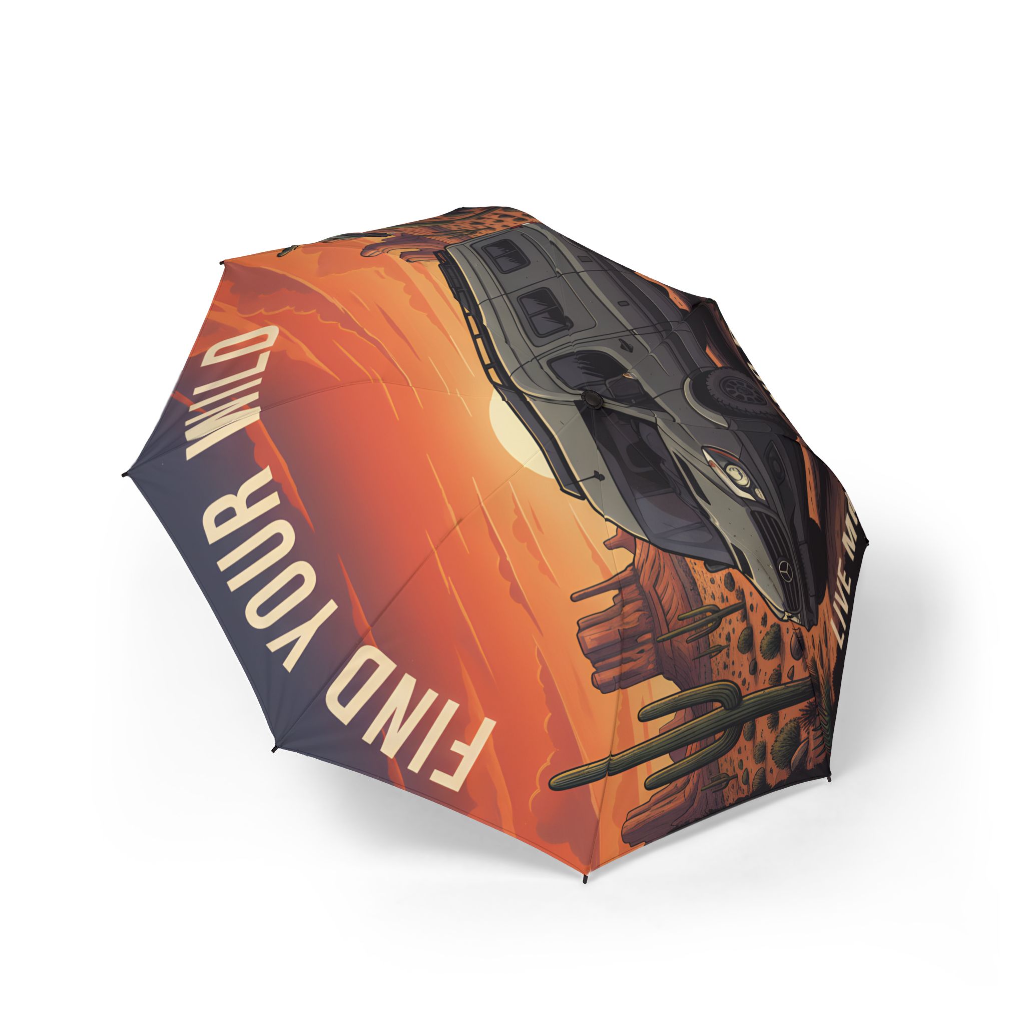 Semi-Automatic Foldable Umbrella — "Find Your Wild" Vintage Adventure Print