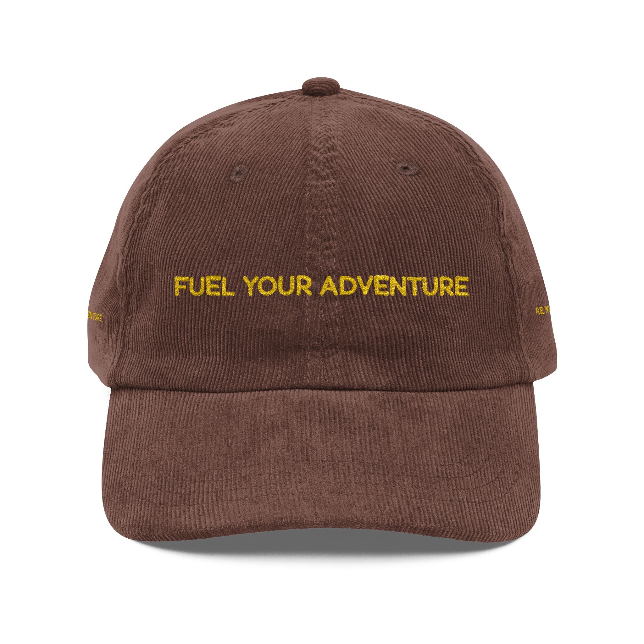 Vintage Corduroy Cap (Embroidery) — "Fuel Your Adventure" Embroidered Hat