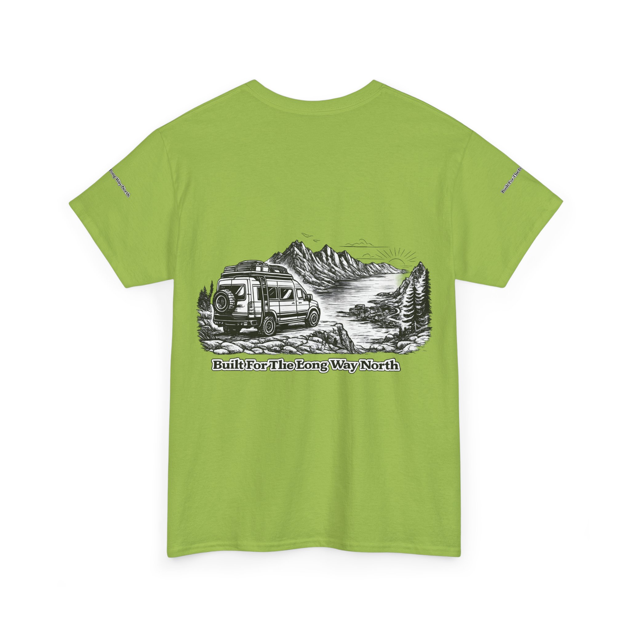 5877055293523320087_2048.jpeg Unisex Heavy Cotton Tee — "Built For The Long Way North" Design Minimal-Line