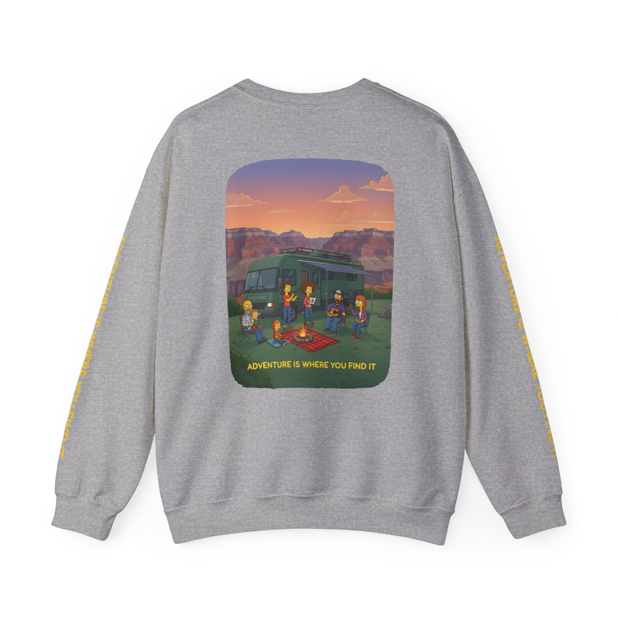 Unisex Heavy Blend™ Crewneck Sweatshirt — "Adventure Is Where You Find It" Design Sitcom-Line