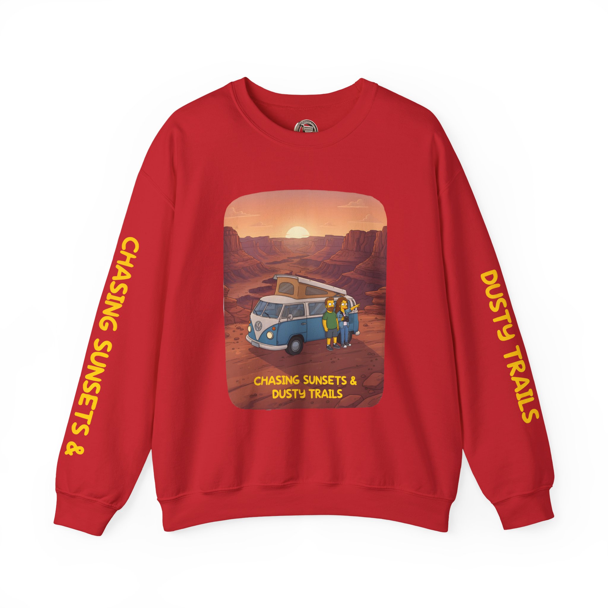 Unisex Heavy Blend™ Crewneck Sweatshirt — "Chasing Sunsets And Dusty Trails" Design Sitcom-Line