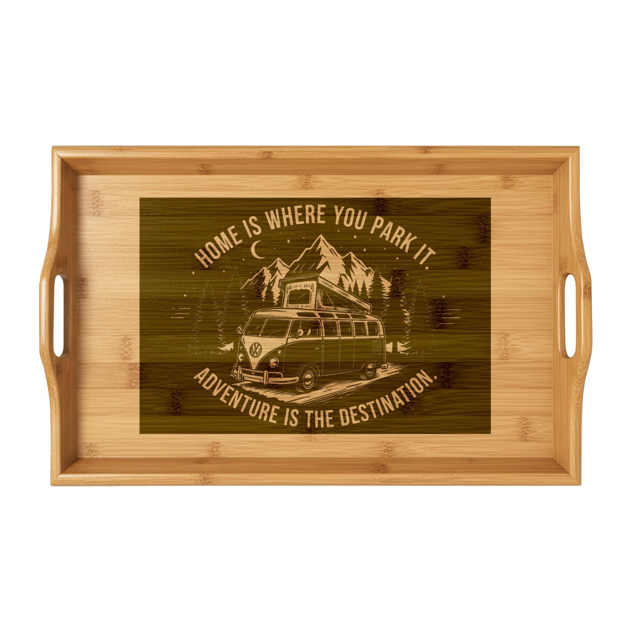 5890215100773768247_2048_custom-3.jpeg Serving Tray — "Home Is Where You Park It-Adventure is the destination" Engraved Camper Tray