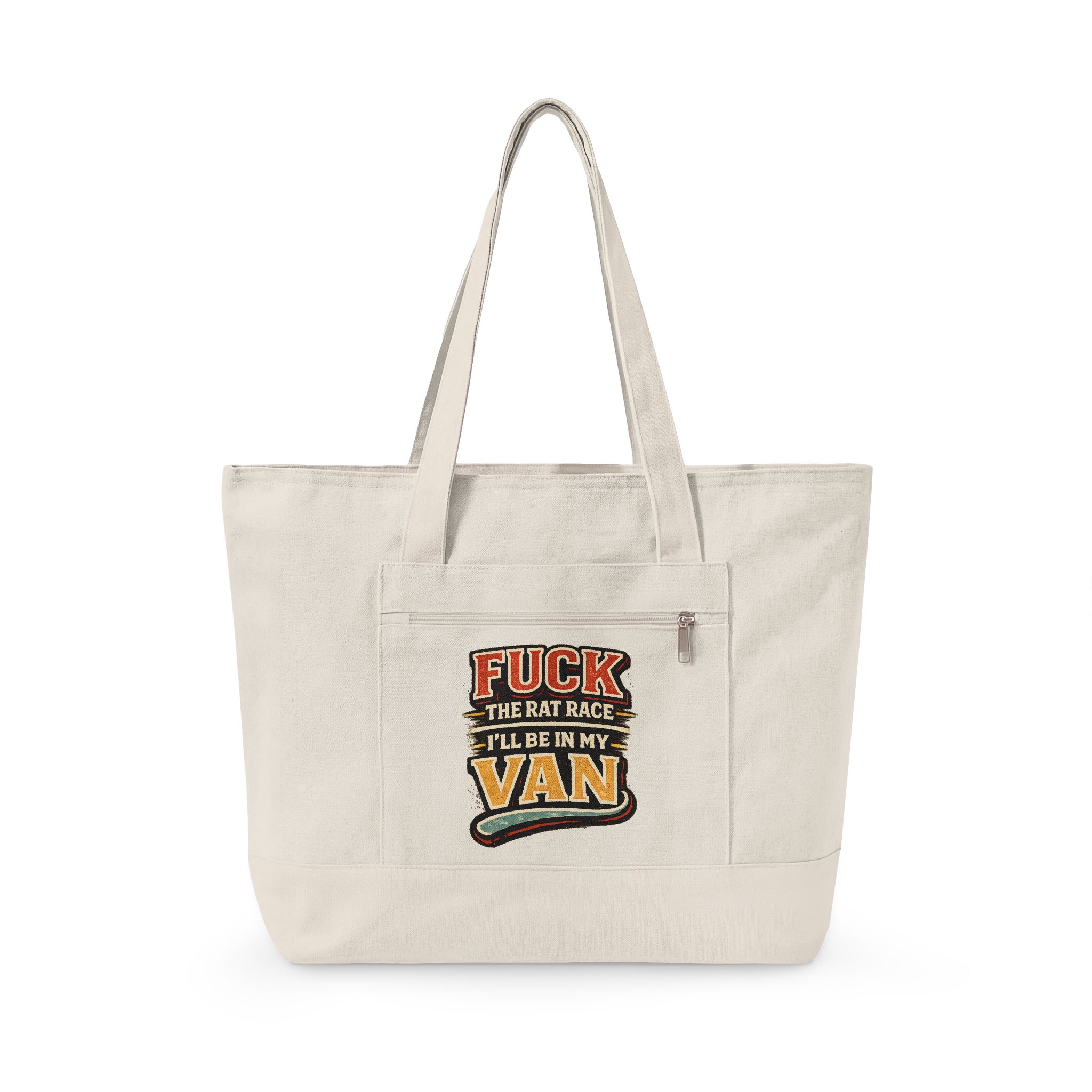 5895060358463052832_2048.jpeg Zippered Canvas Tote — "Fuck The Rat Race" (Design F**K-Line)