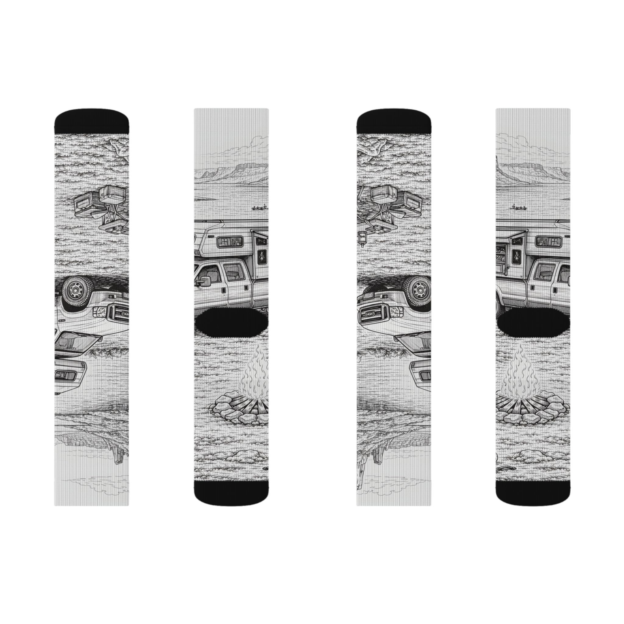 Sublimation Socks — Retro Camper Roadtrip Crew Socks