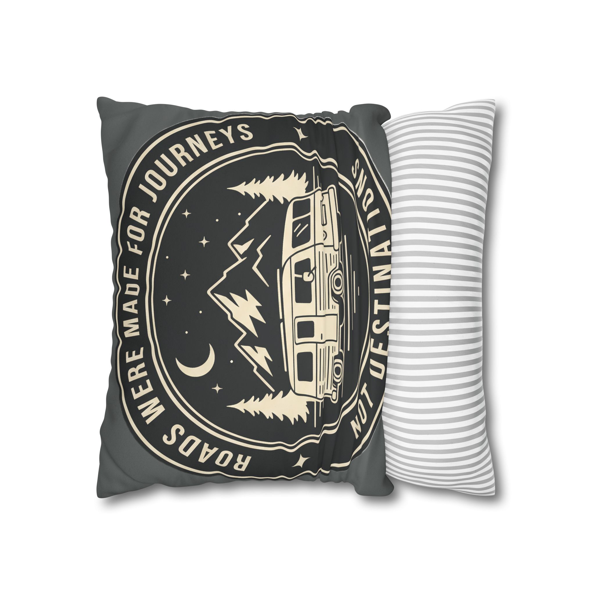 Pillowcase — "ROAD WHERE MADE FOR JOURNEYS-NOT DESTINATIONS" Faux Suede Travel Throw Pillow Cover