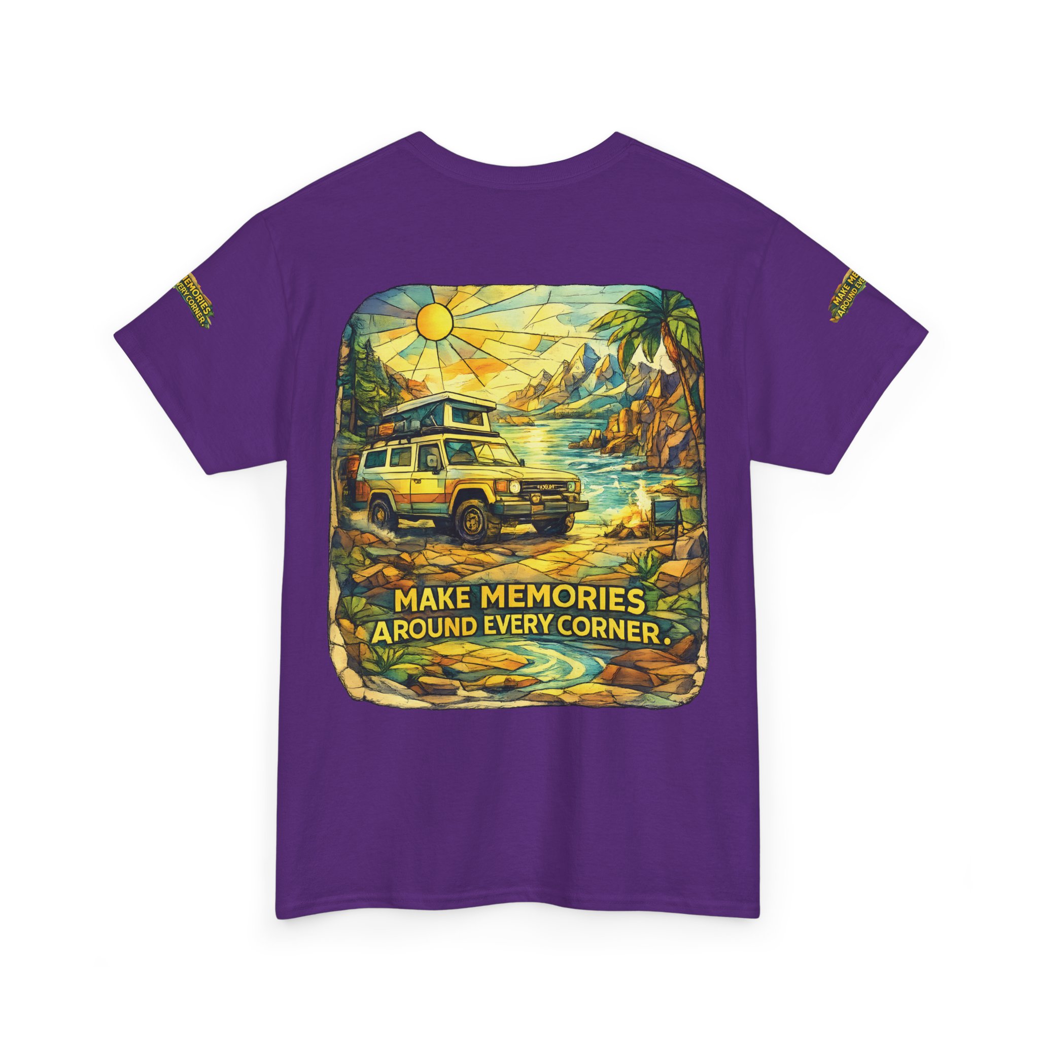 5898635273772913008_2048.jpeg Unisex Heavy Cotton Tee — "Make Memories Around Every Corner" Design Cubic-Line