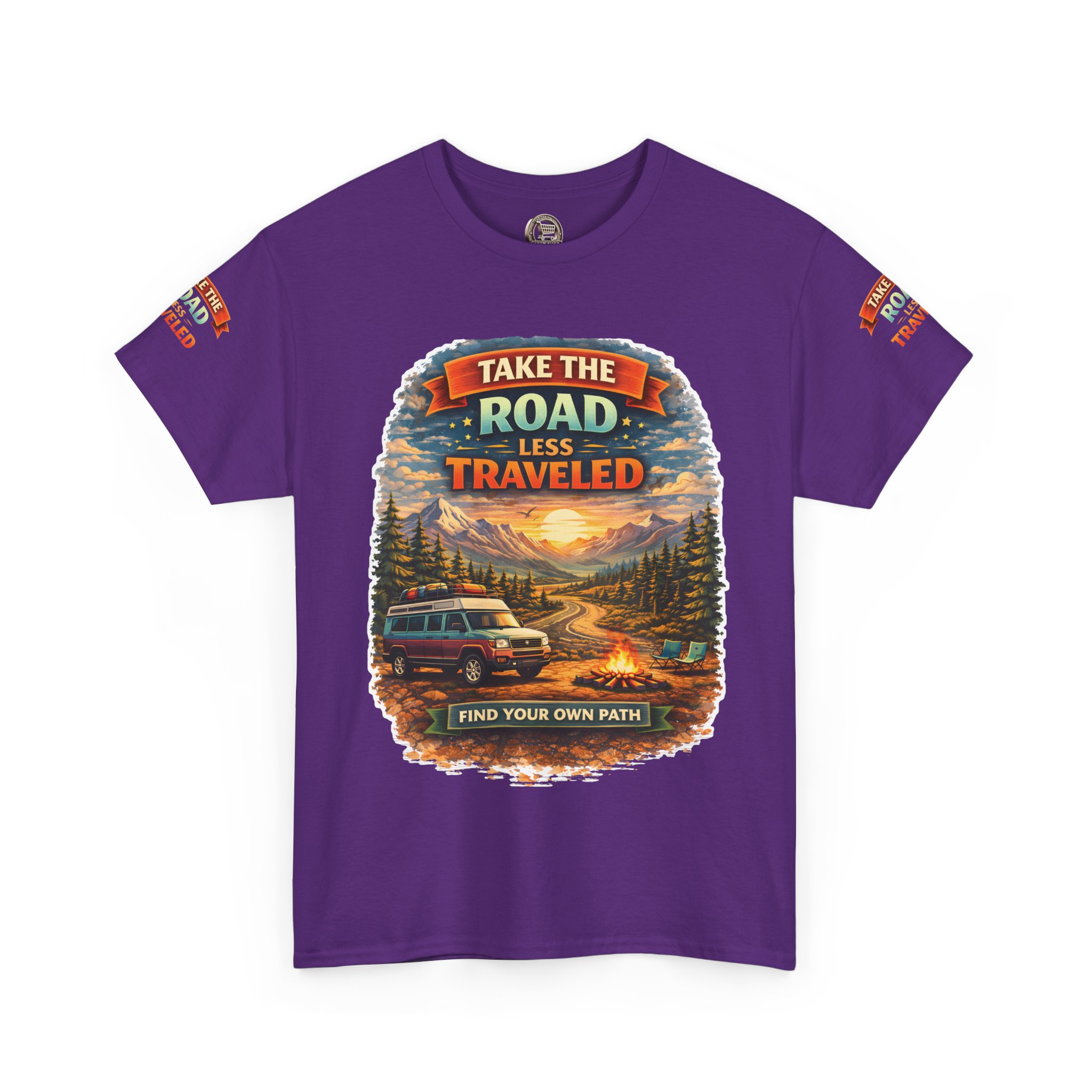 Unisex Heavy Cotton Tee — "Take The Road Less Traveled" Design Scenic-Line