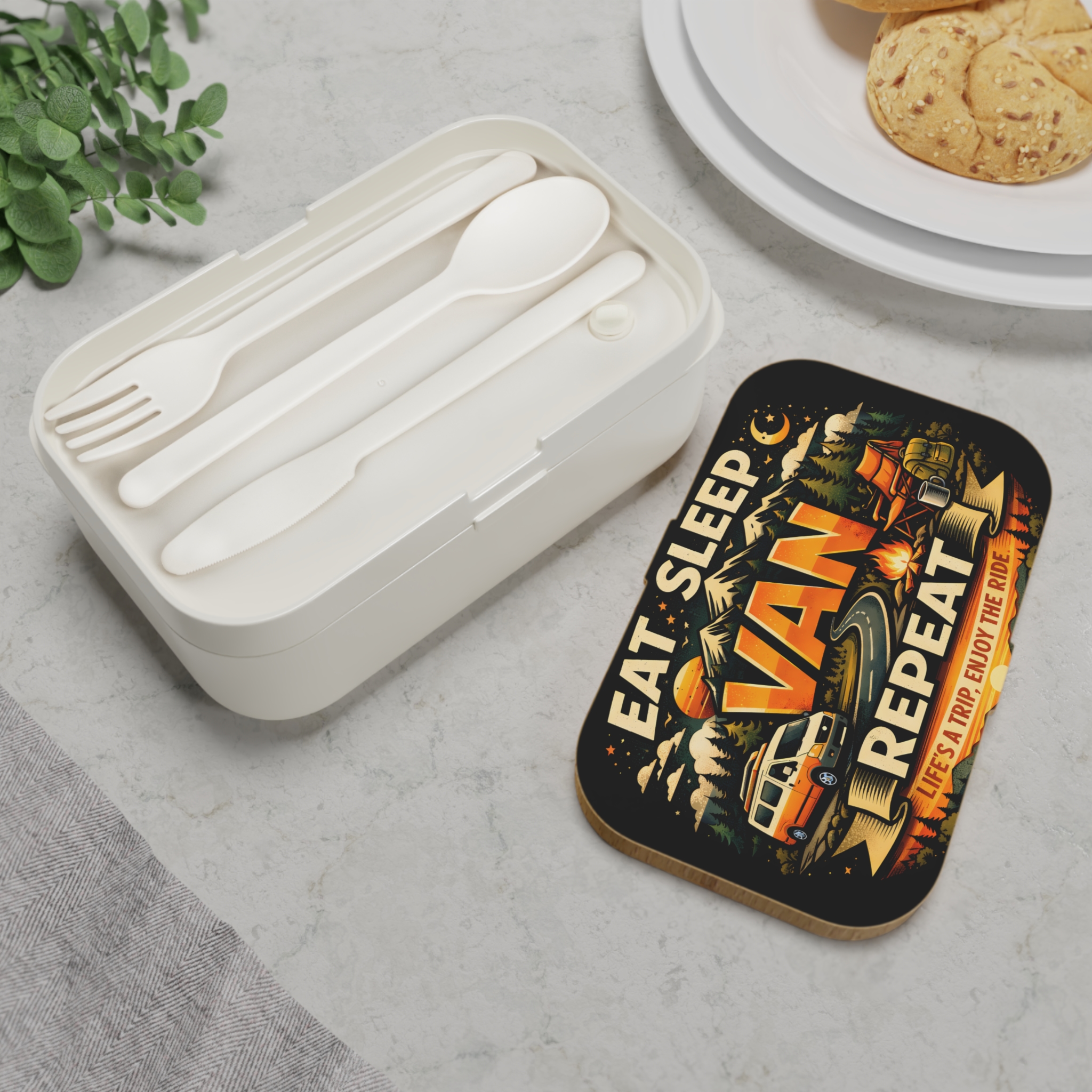 Adventure Camper Bento Box — Eat Sleep Van Repeat Camping Lunchbox | Van Life Camper Meal Box