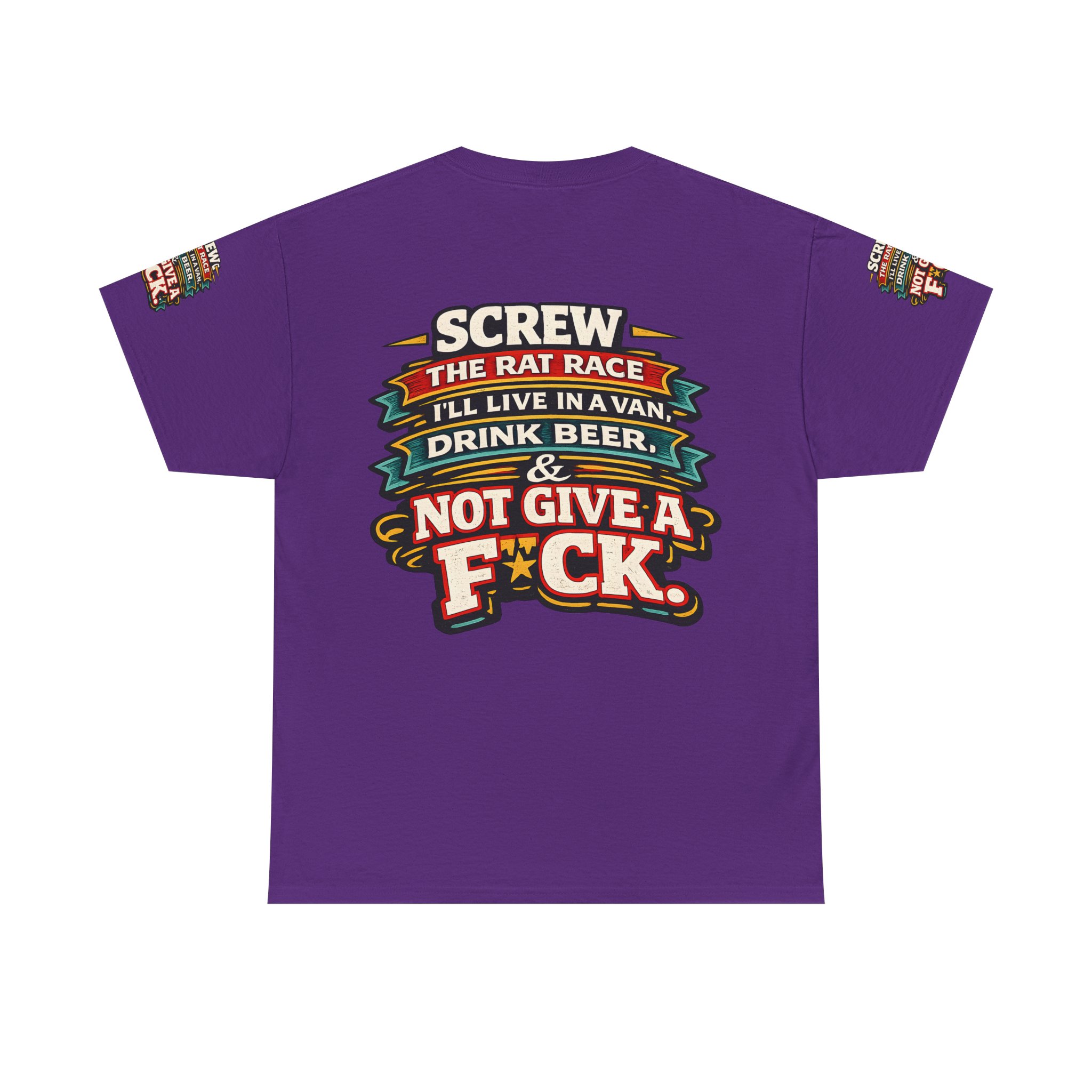 Unisex Heavy Cotton Tee — "Screw The Rat Race" Design F**K-Line