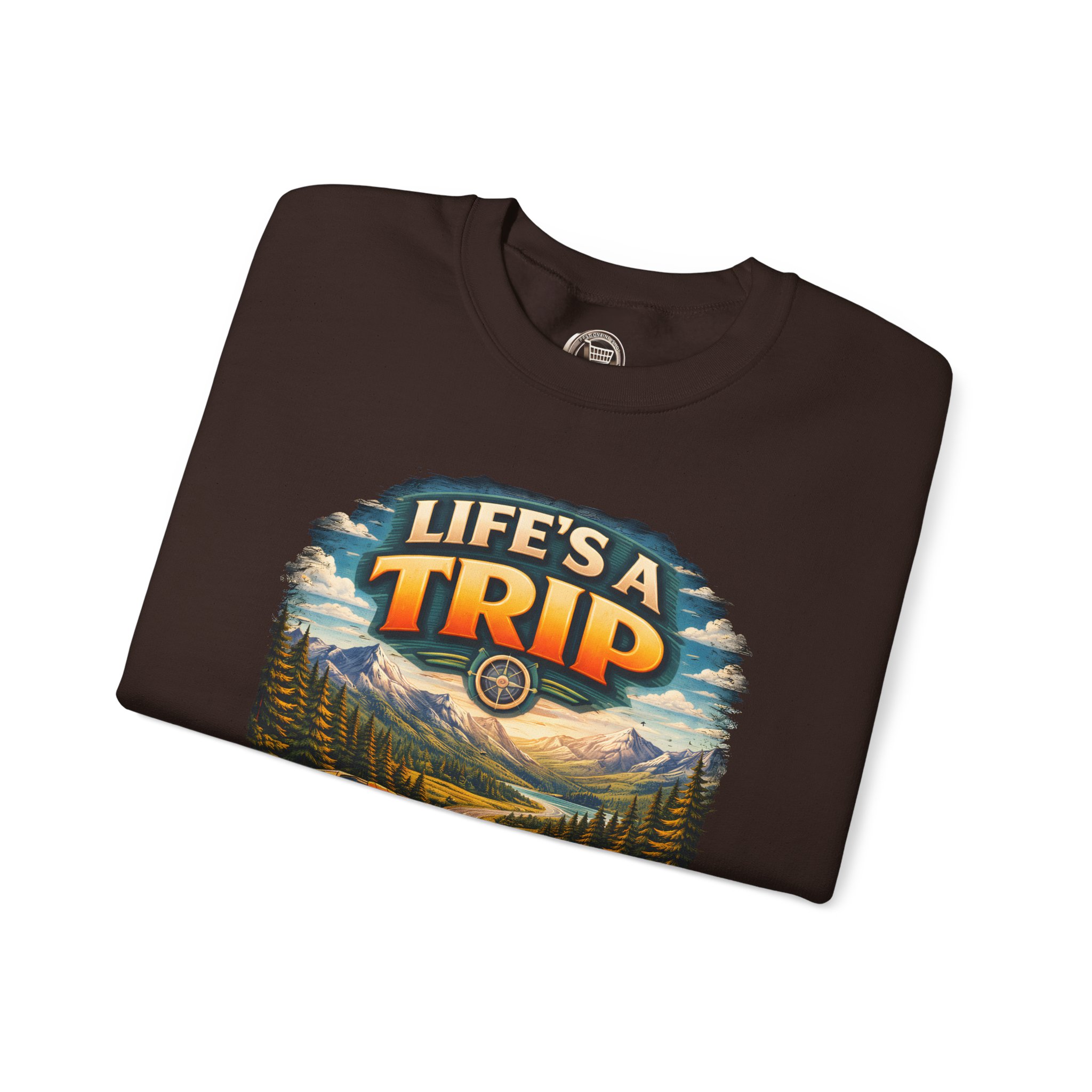Unisex Heavy Blend™ Crewneck Sweatshirt — "Life s A Trip" Design Scenic-Line