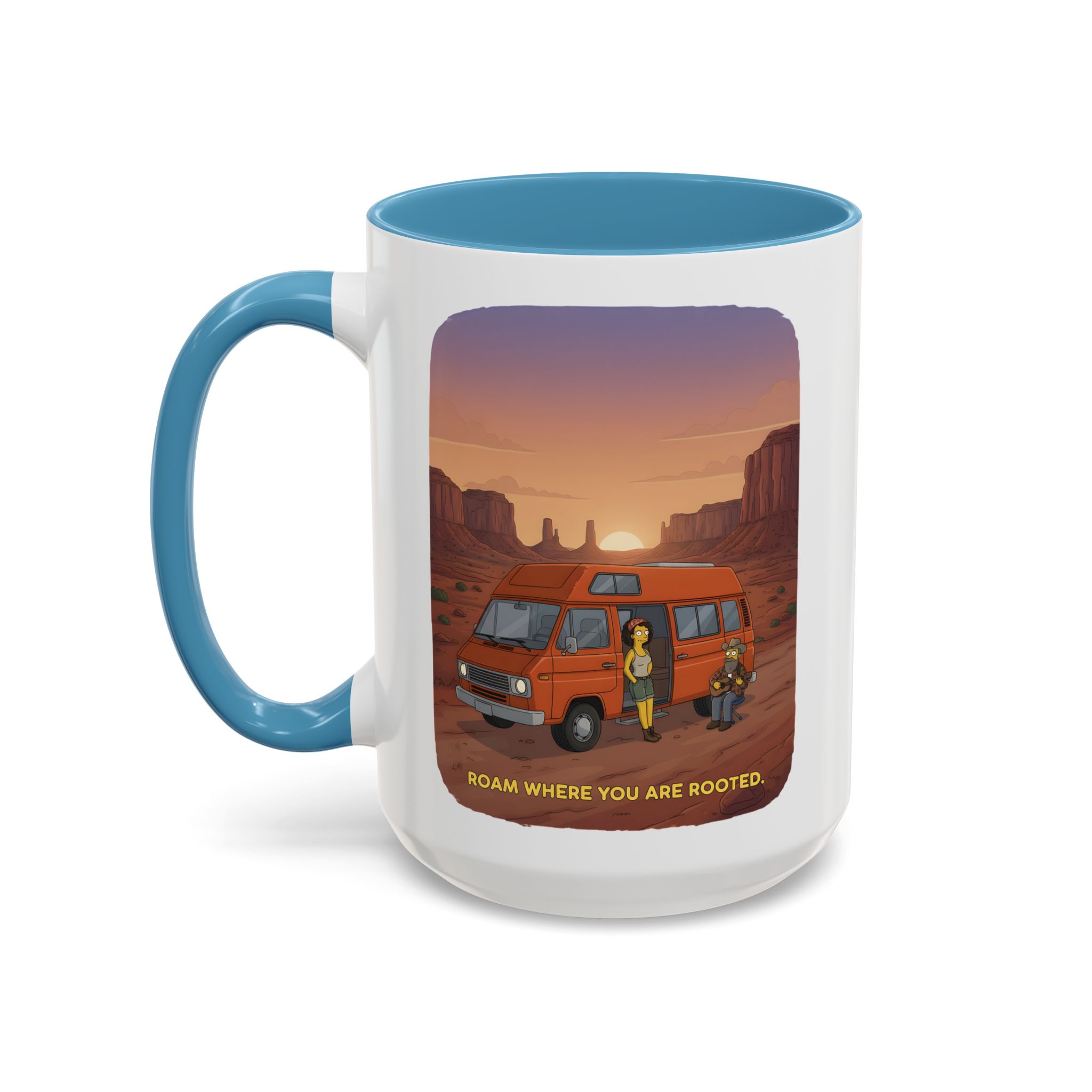 Accent Coffee Mug (11, 15oz) — "Roam Where You Are Rooted" Design Sitcom-Line
