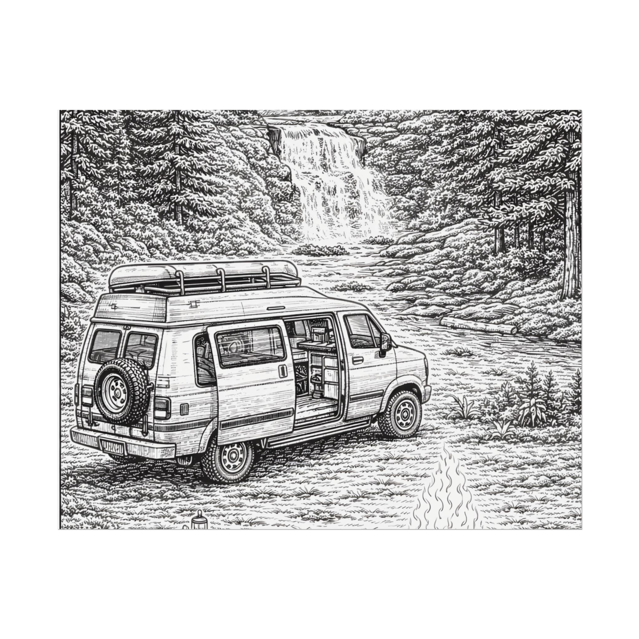 Campervan Poster — Vintage RV Camping Landscape Wall Art