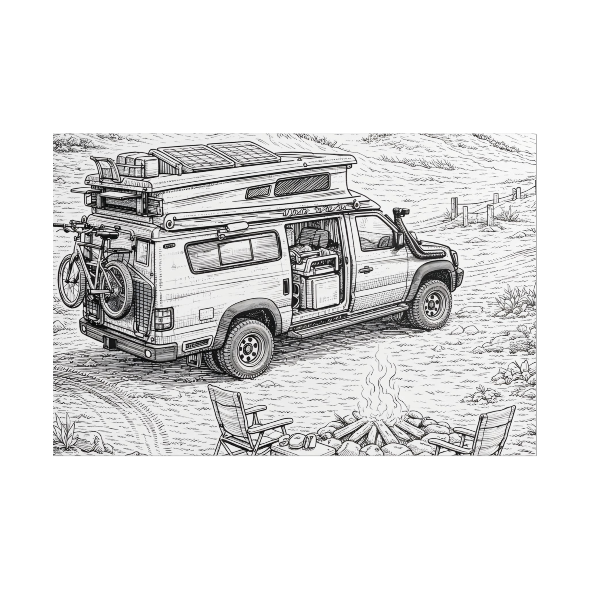 Campervan Poster — Vintage RV Camping Landscape Wall Art