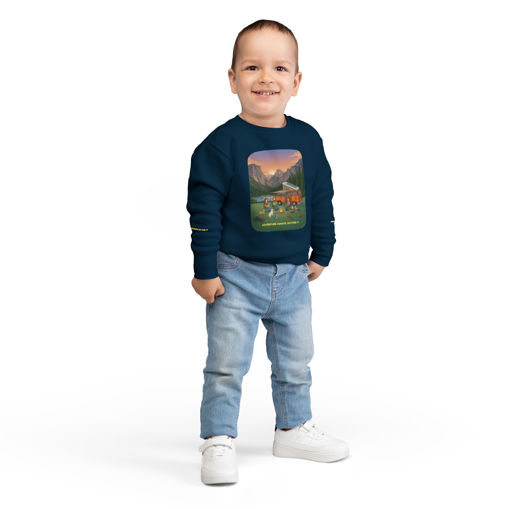 Toddler Sweatshirt - "Adventure Awaits-Go Find It" (Design Sitcom-Line)