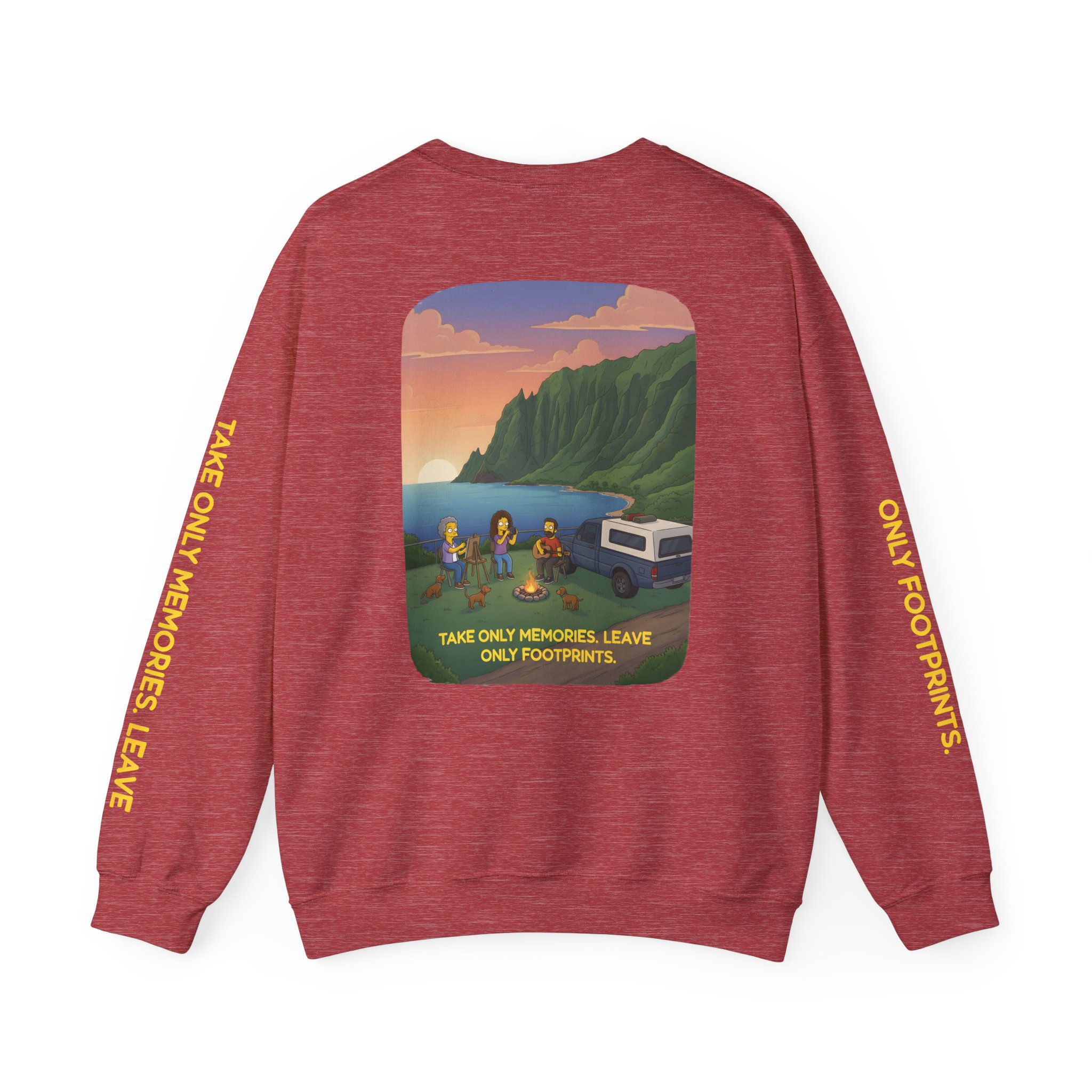 Unisex Heavy Blend™ Crewneck Sweatshirt — "Take Only Memories-Leave Only Footprints" Design Sitcom-Line