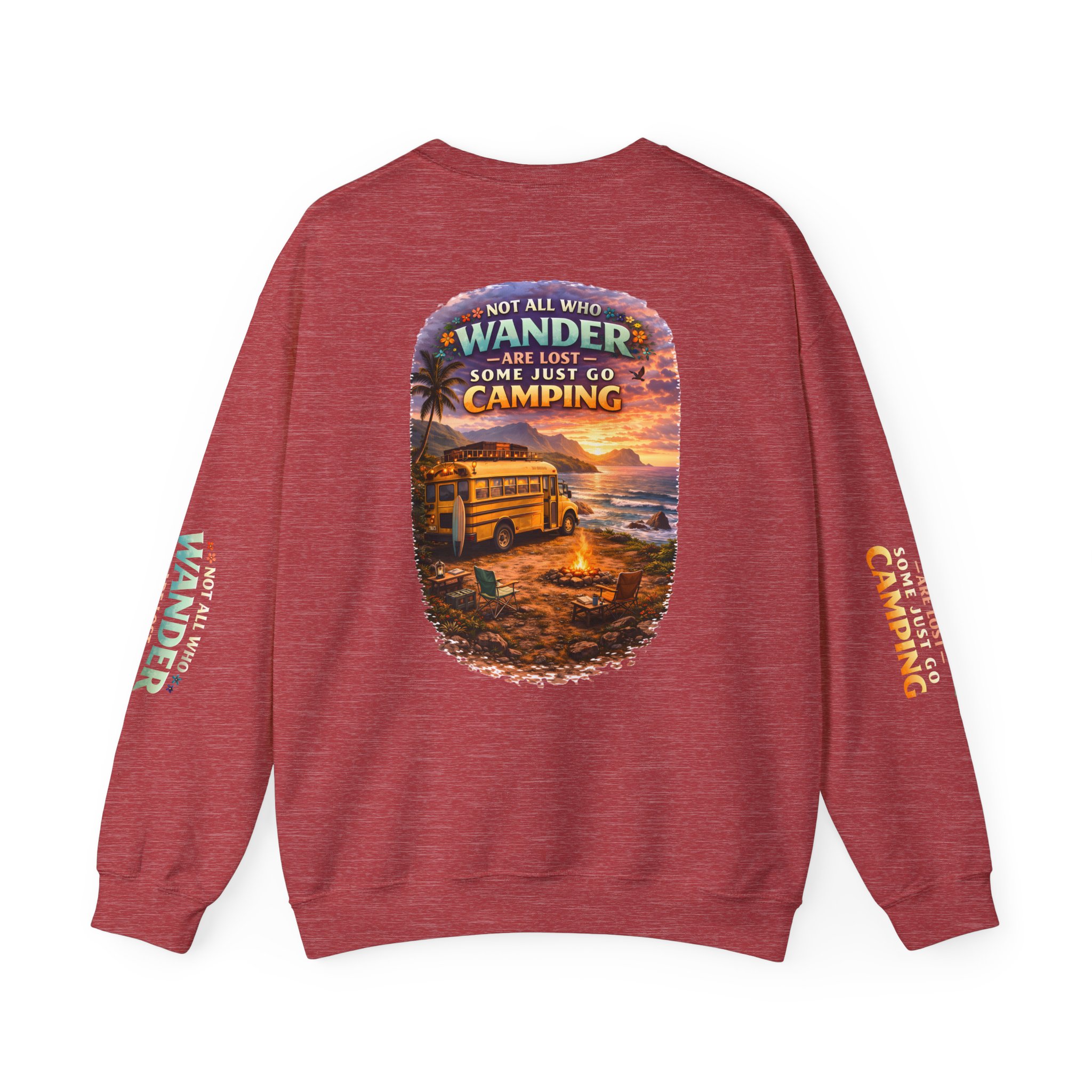 Unisex Heavy Blend™ Crewneck Sweatshirt — "Not All Who Wander Are Lost" Design Scenic-Line