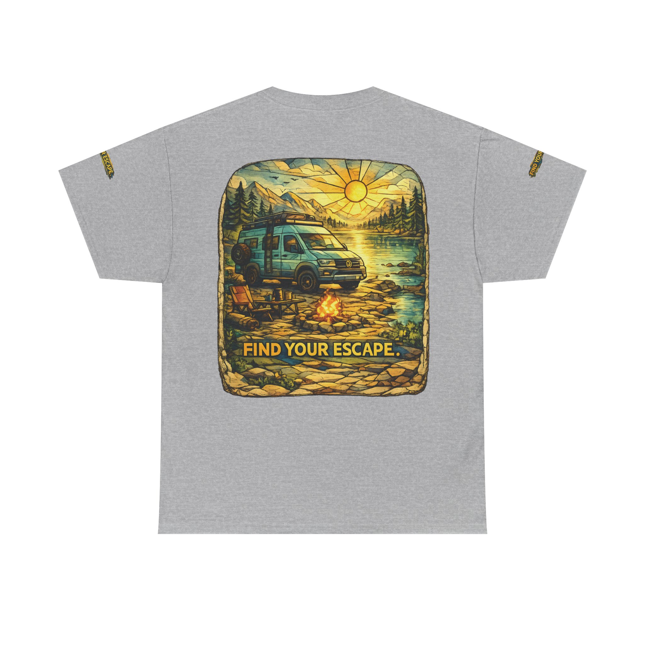 Unisex Heavy Cotton Tee — "Find Your Escape" Design Cubic-Line