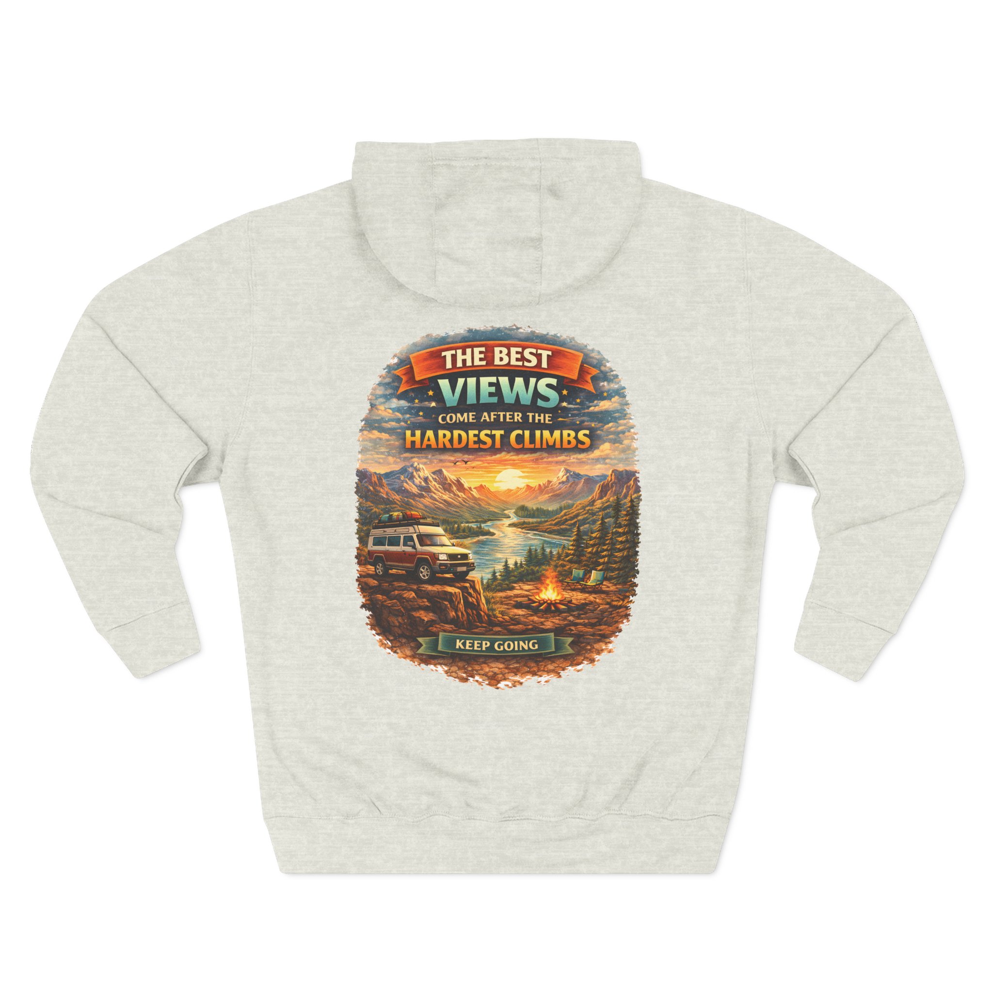 Three-Panel Fleece Hoodie - "The Best Views" Design Scenic-Line