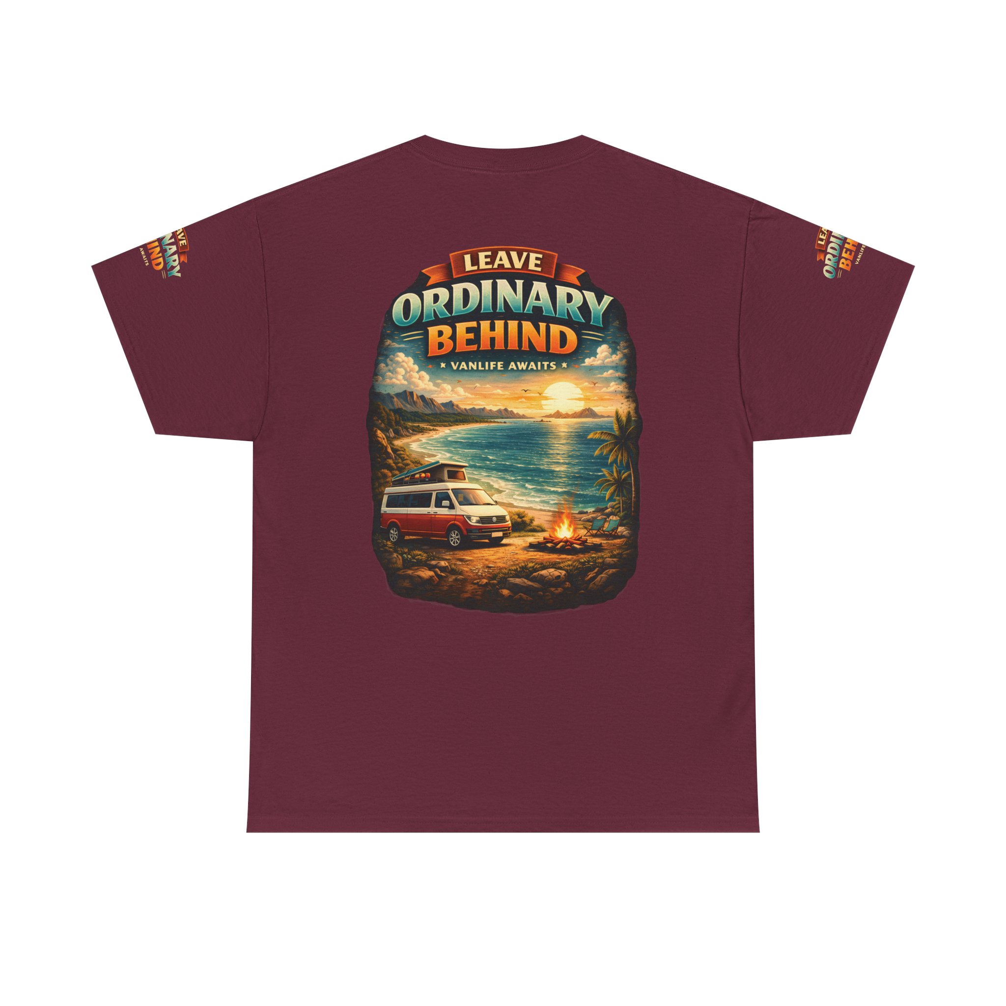 Unisex Heavy Cotton Tee — "Leave Ordinary Behind" Design Scenic-Line
