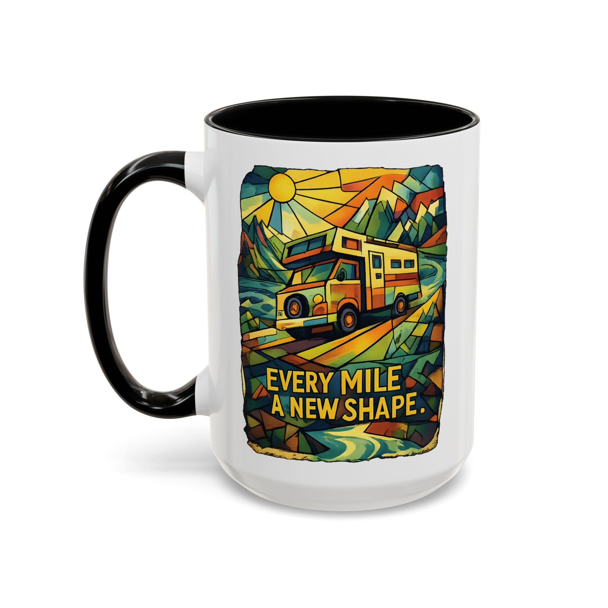 5943530891251551003_2048.jpeg Accent Coffee Mug (11, 15oz) — "Every Mile A New Shape" Design Cubic-Line