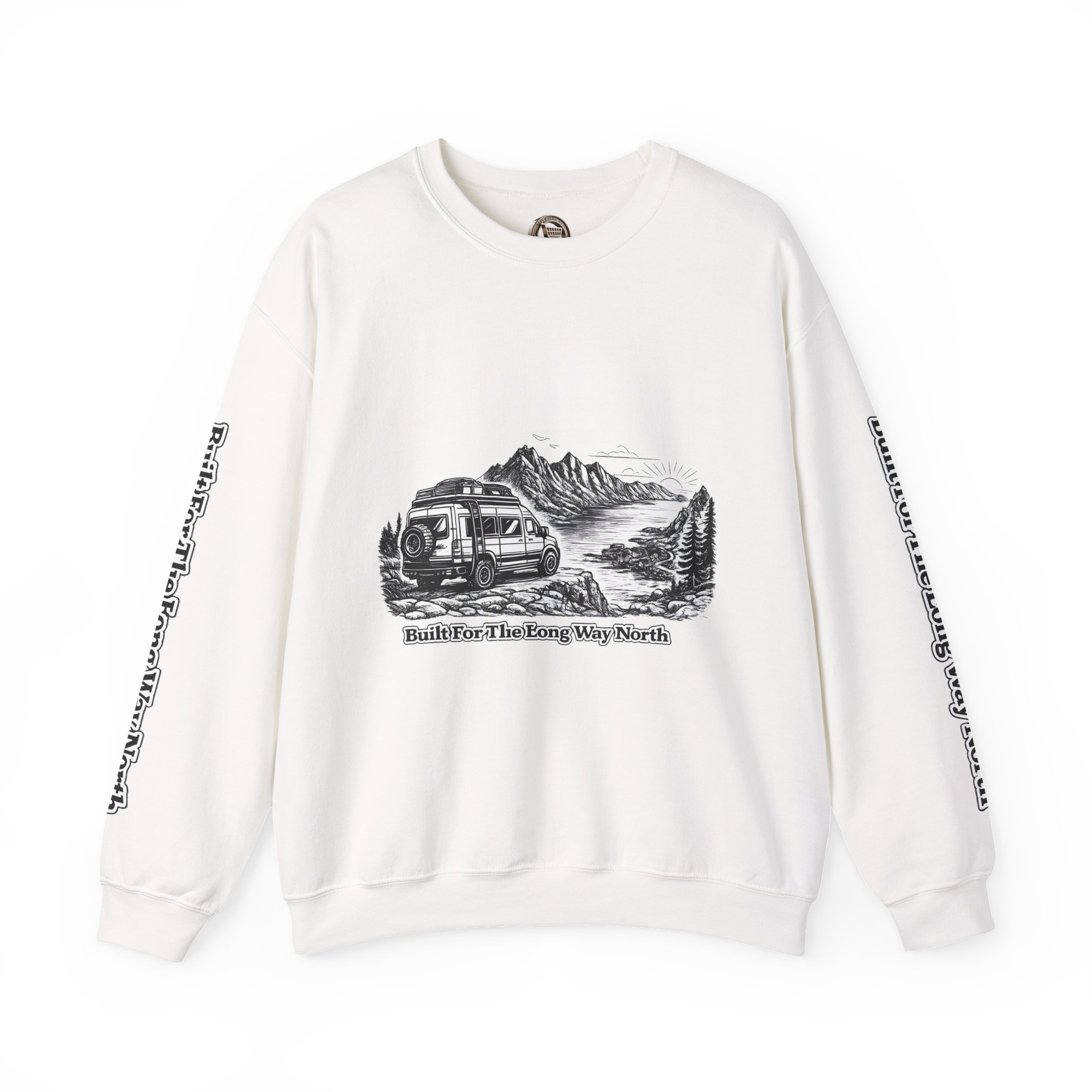 Unisex Heavy Blend™ Crewneck Sweatshirt — "Built For The Long Way North" Design Minimal-Line