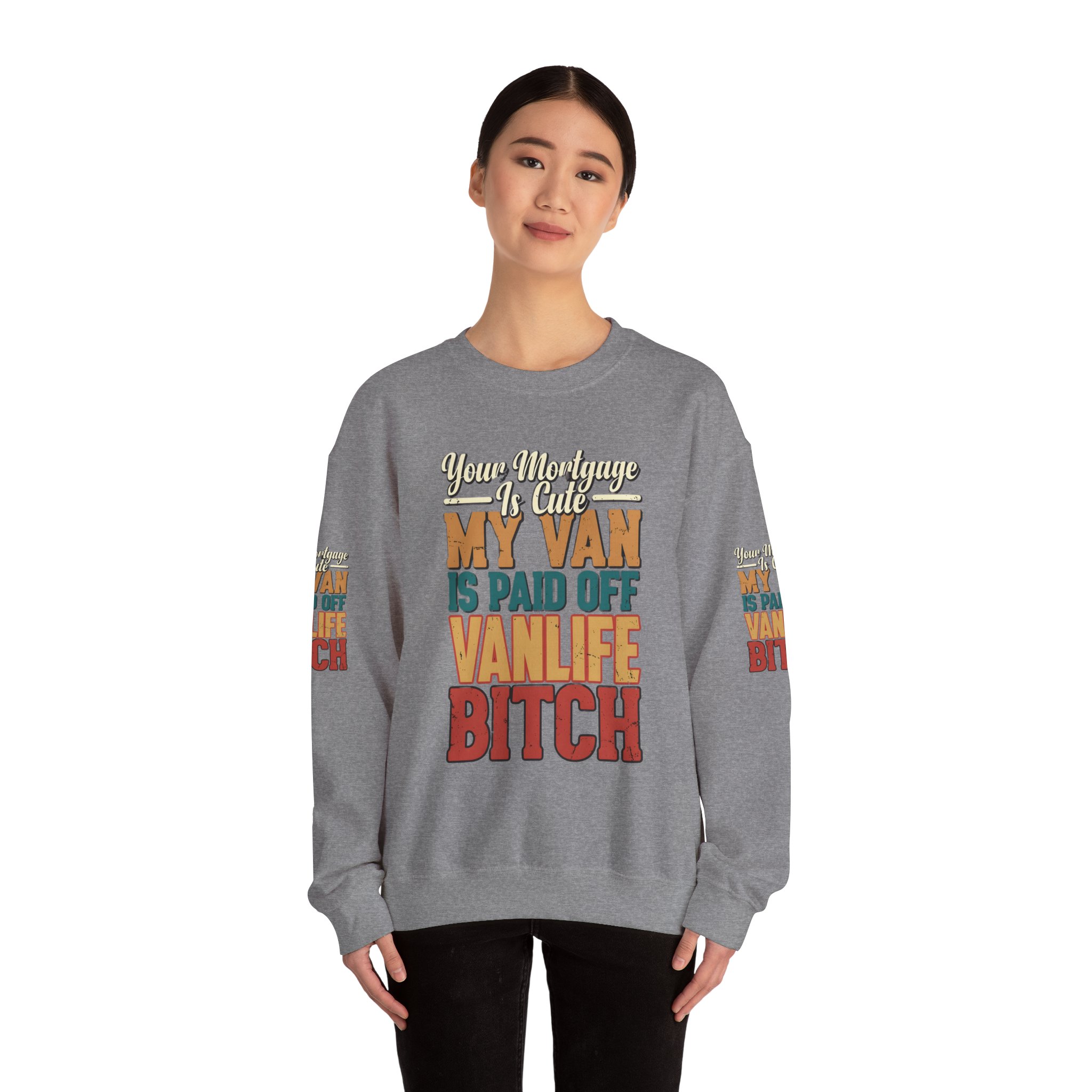 Unisex Heavy Blend™ Crewneck Sweatshirt — "Your Mortgage Is Cute" Design F**K-Line