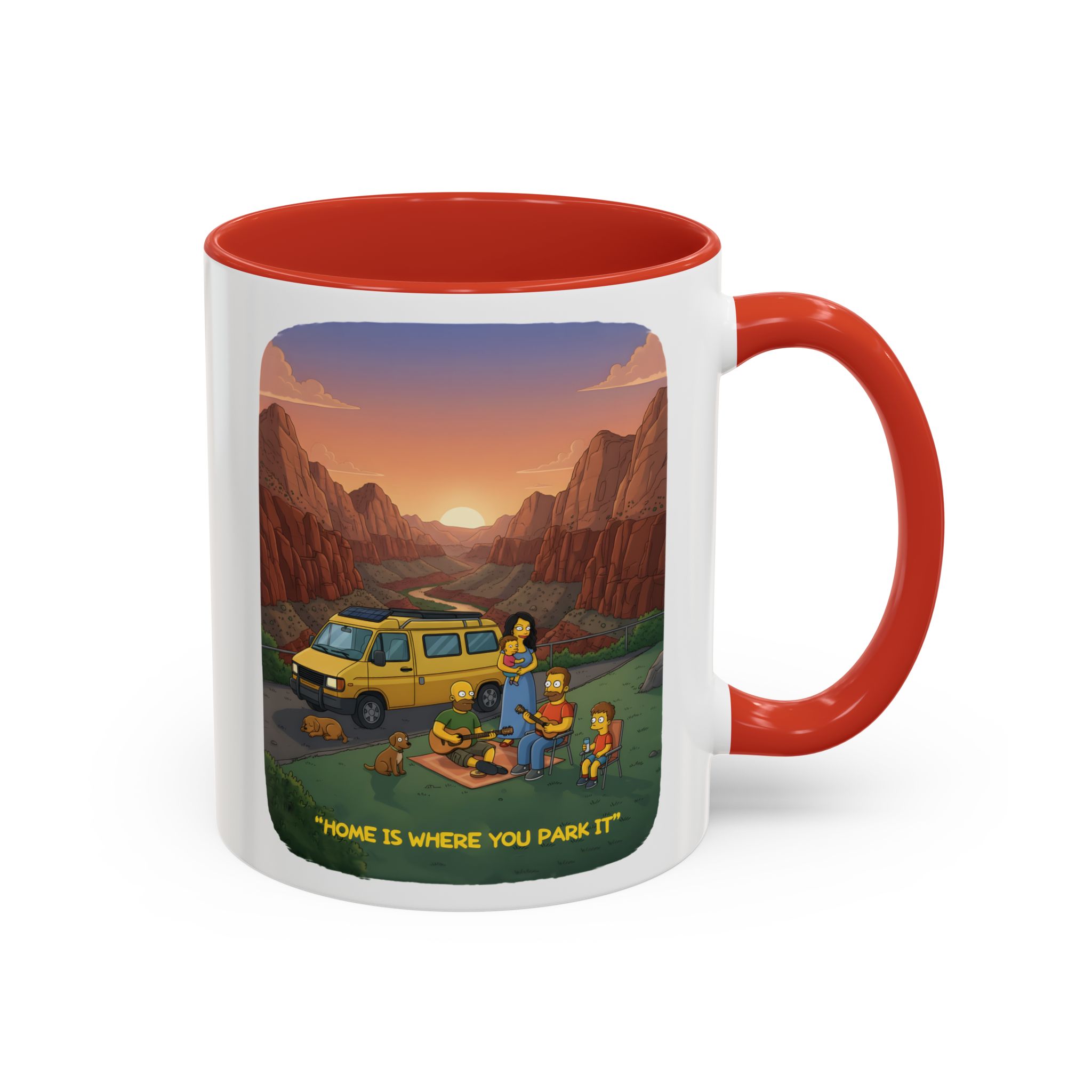 Accent Coffee Mug (11, 15oz) — "Home Is Where You Park It" Design Sitcom-Line
