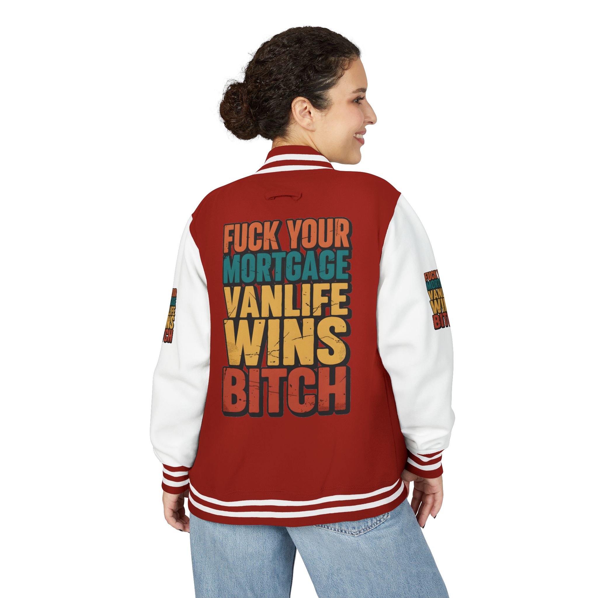 Unisex Heavyweight Letterman Jacket — "Fuck Your Mortgage" Design F**K-Line
