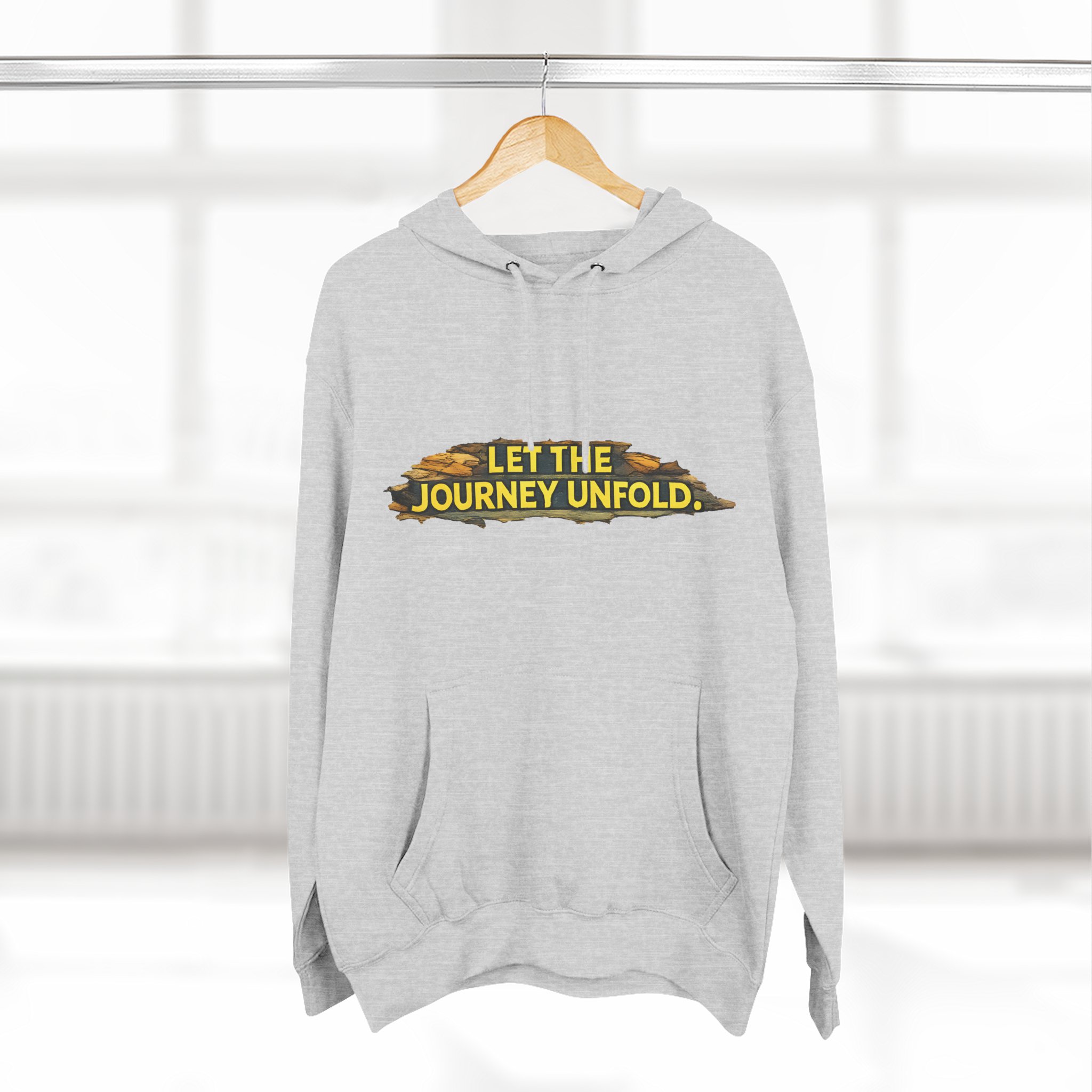 Three-Panel Fleece Hoodie - "Let The Journey Unfold" Design Cubic-Line