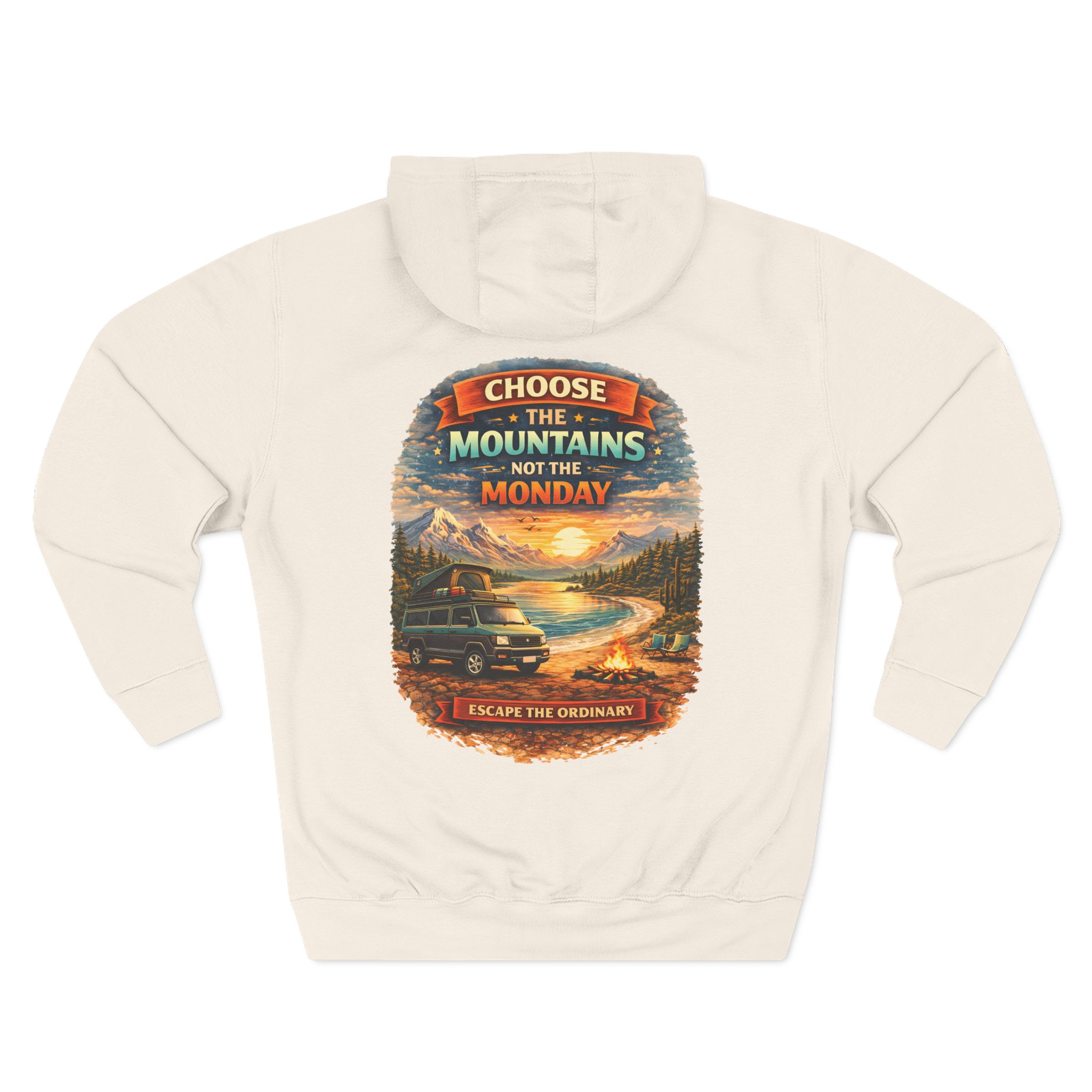 Three-Panel Fleece Hoodie - "Choose The Mountens" Design Scenic-Line