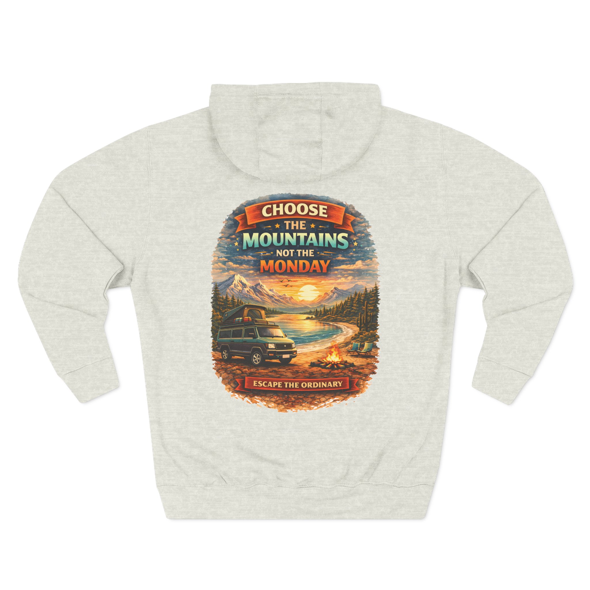 Three-Panel Fleece Hoodie - "Choose The Mountens" Design Scenic-Line