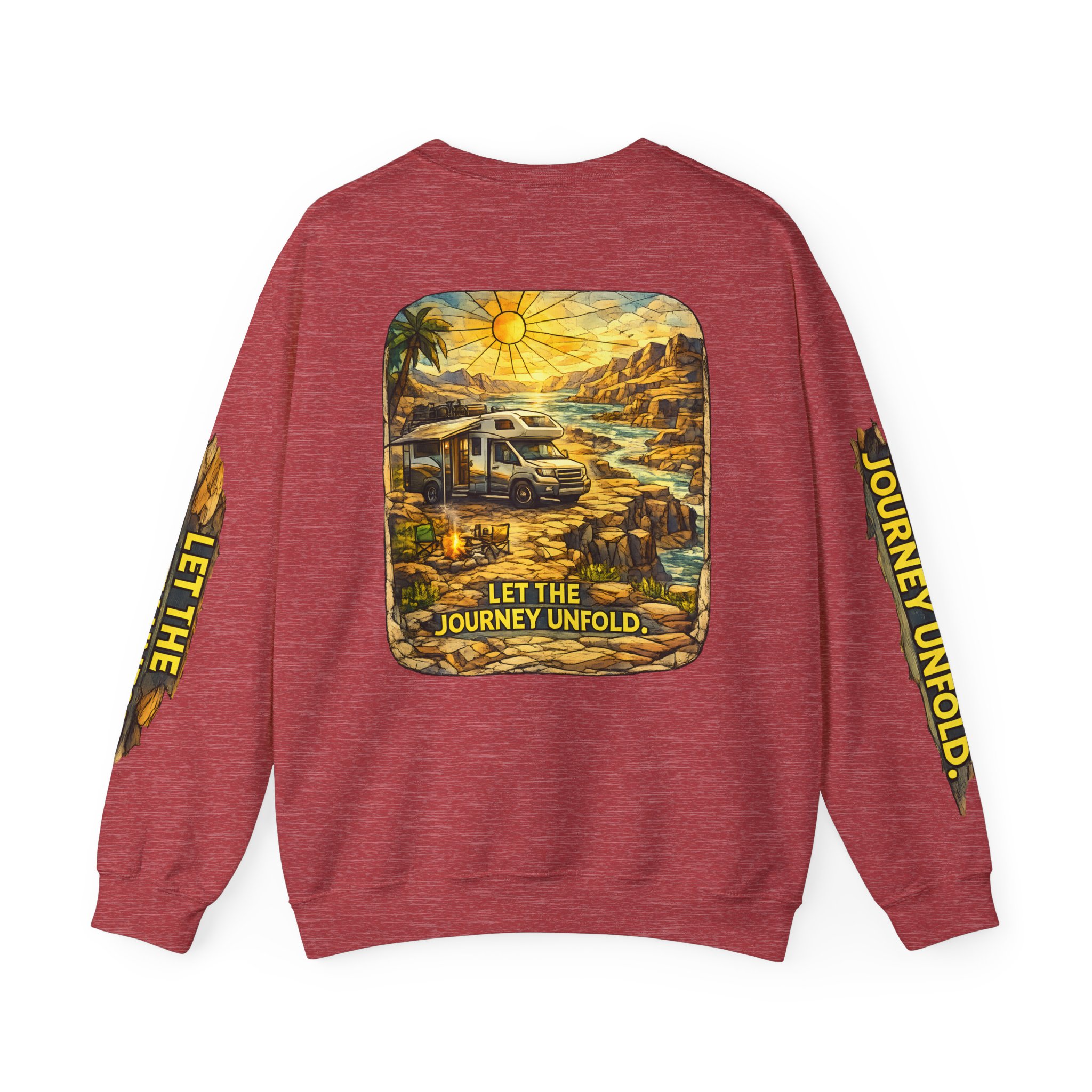 Unisex Heavy Blend™ Crewneck Sweatshirt — "Let The Journey Unfold" Design Cubic-Line