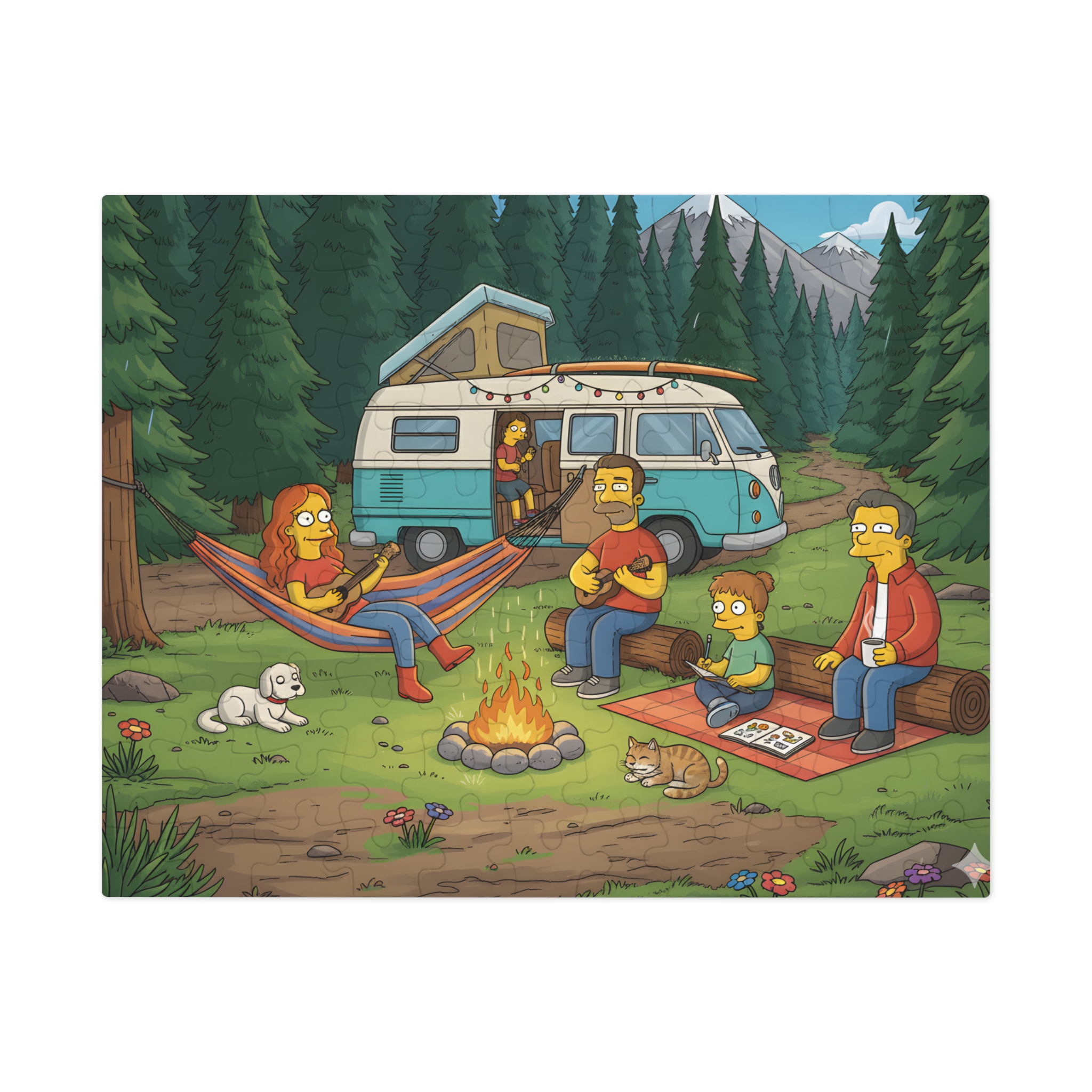 Jigsaw Puzzle with Tin — Scenic Campervan Campfire