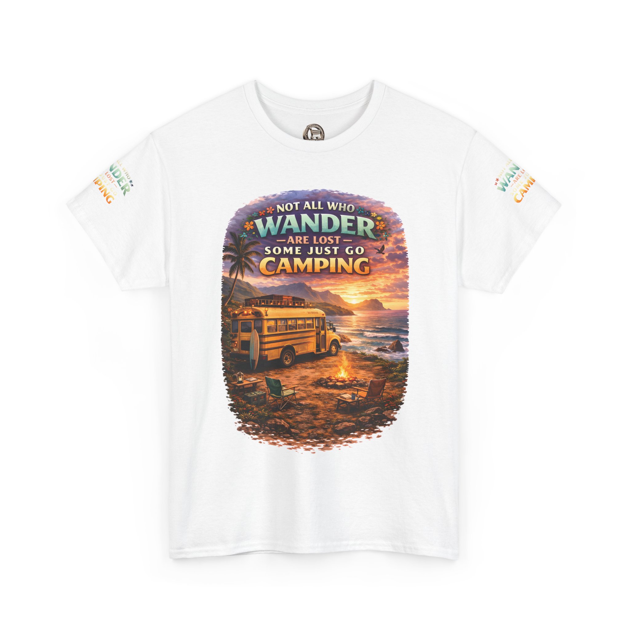 Unisex Heavy Cotton Tee — "Not All Who Wander Are Lost" Design Scenic-Line