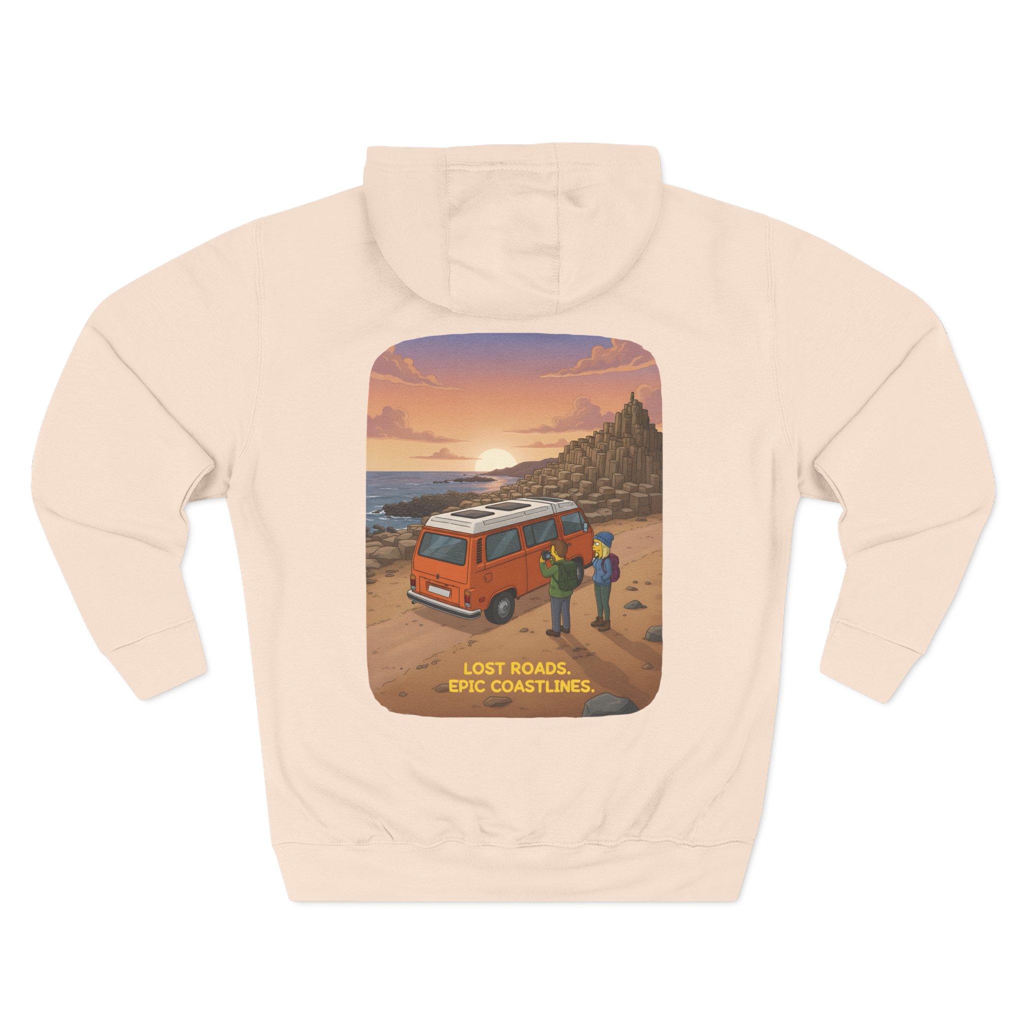 Three-Panel Fleece Hoodie - "Lost Roads Epic Coastlines" Design Sitcom-Line