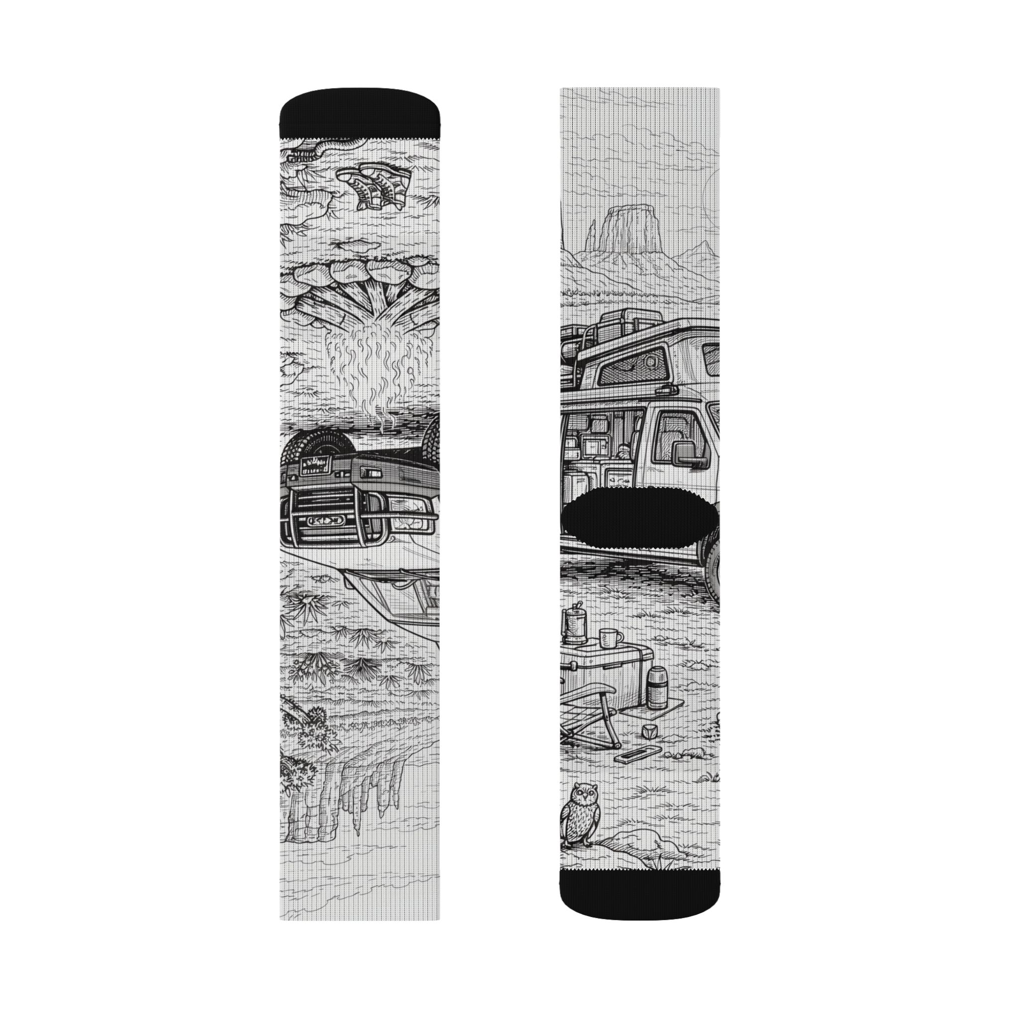 Sublimation Socks — Retro Camper Roadtrip Crew Socks
