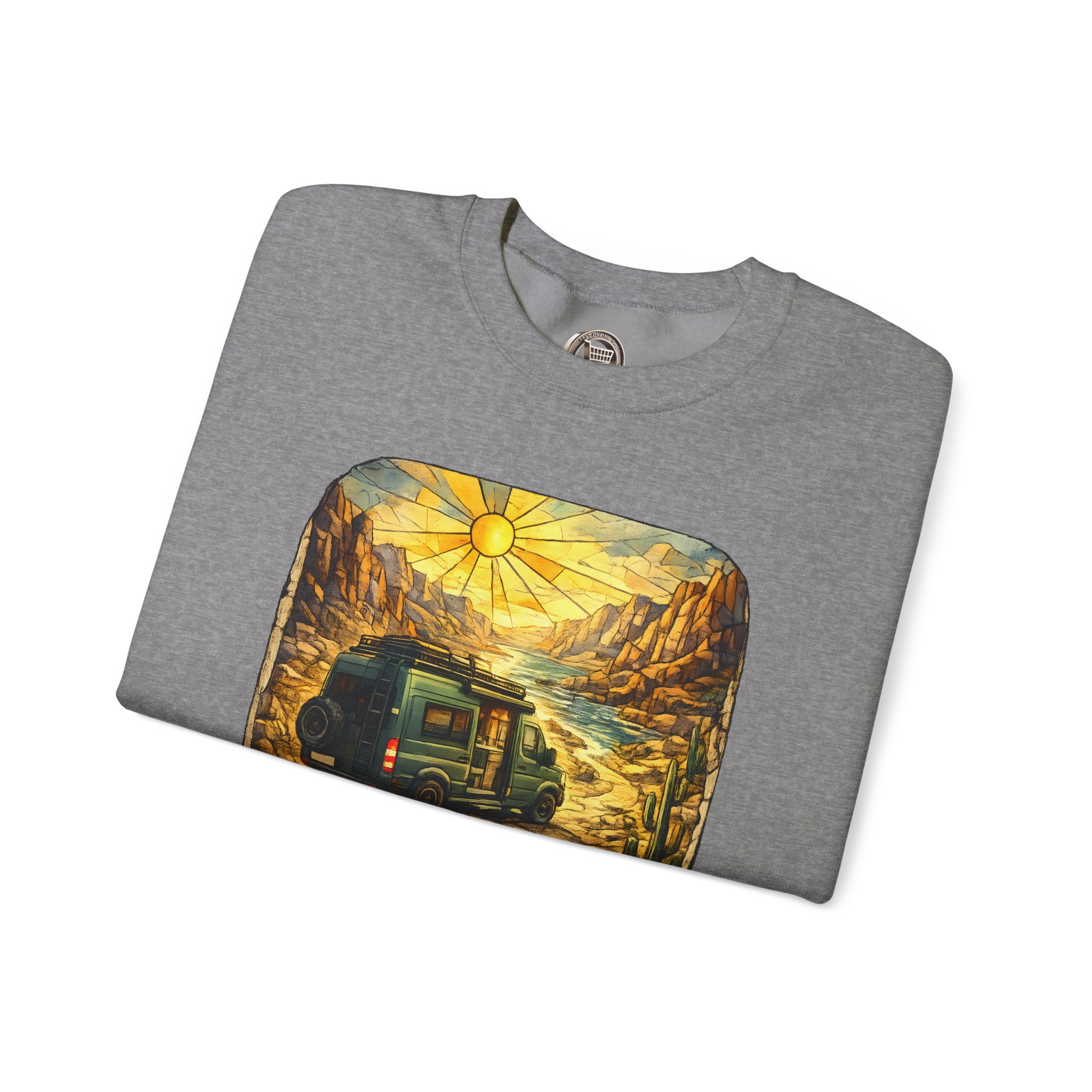 Unisex Heavy Blend™ Crewneck Sweatshirt — "Choose The Road Less Traveled" Design Cubic-Line