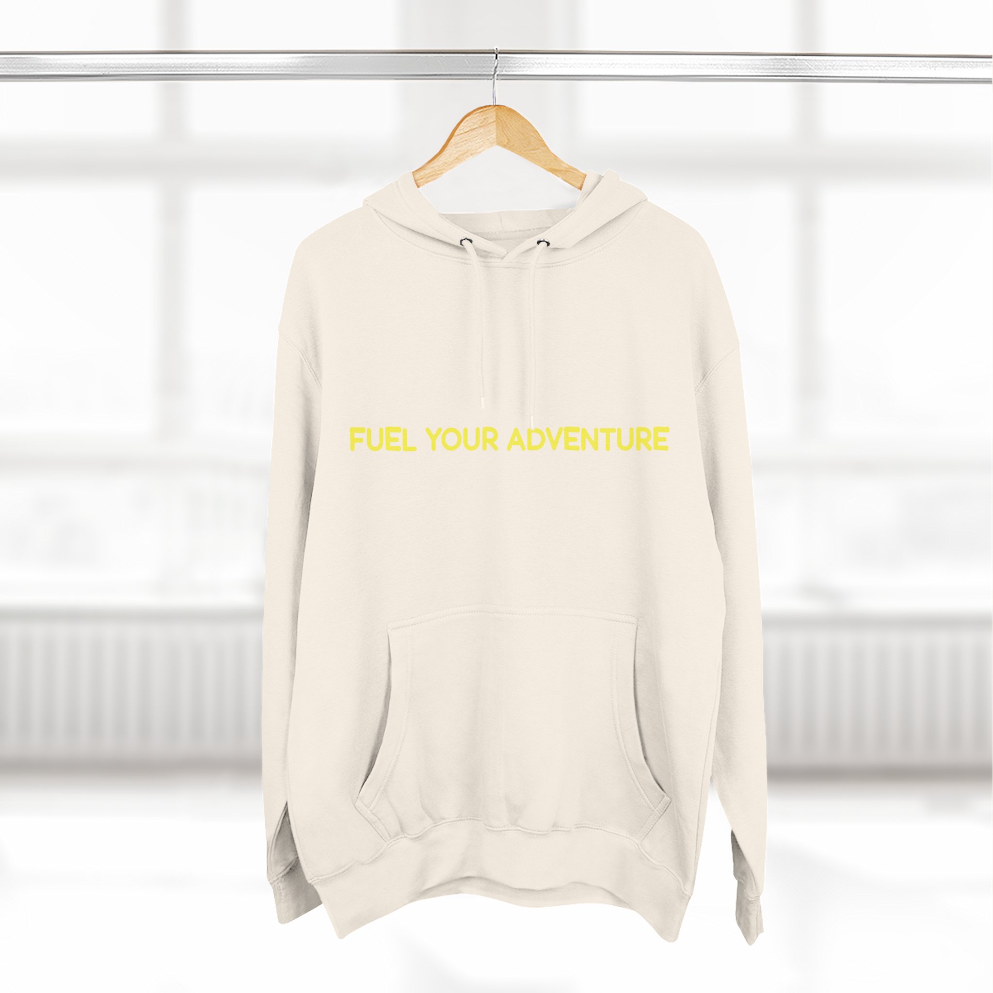 Three-Panel Fleece Hoodie - "Fuel Your Adventure" Design Sitcom-Line