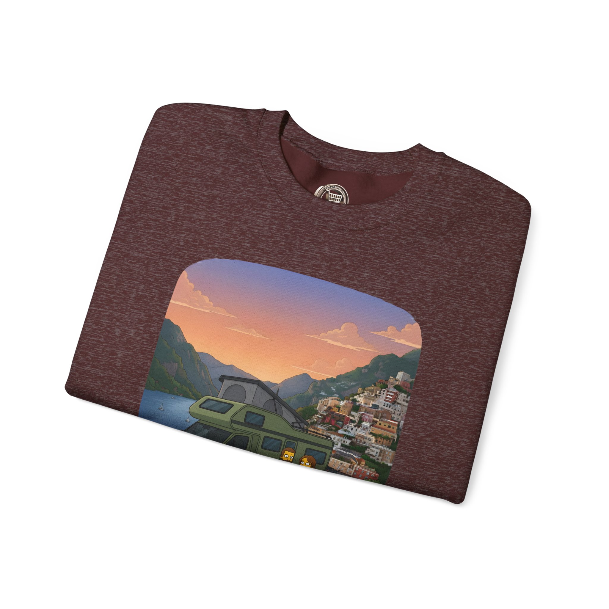 Unisex Heavy Blend™ Crewneck Sweatshirt — "Mountain Air And Alpine Adventure"" Design Sitcom-Line