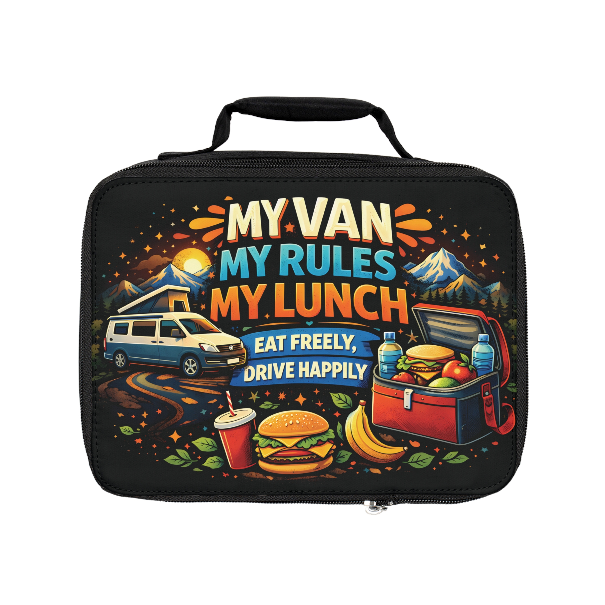 Adventure Lunch Bag - "My Van My Rules My Lunch" Insulated Campervan Lunchbox