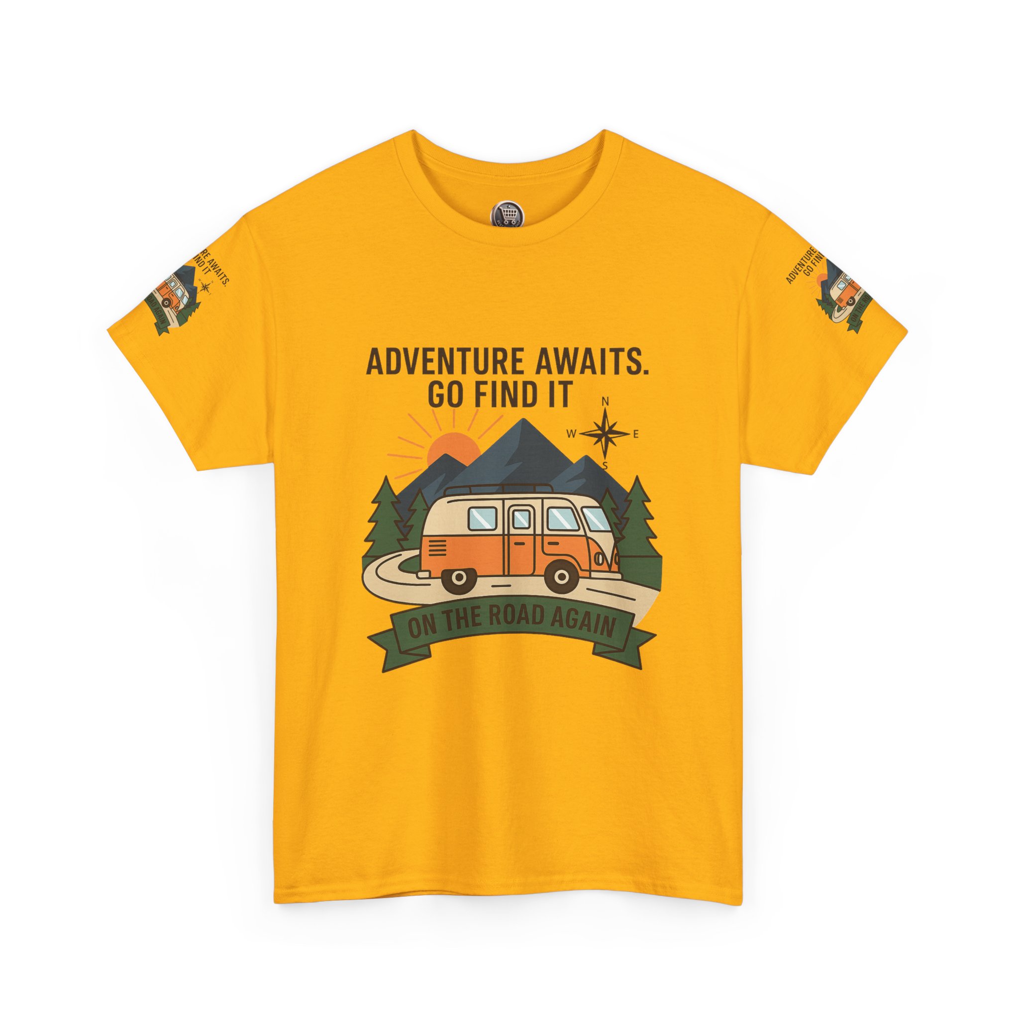 5997552607441025422_2048.jpeg Unisex Heavy Cotton Tee — 'Adventure Awaits. Go Find It' Camper Van T‑Shirt