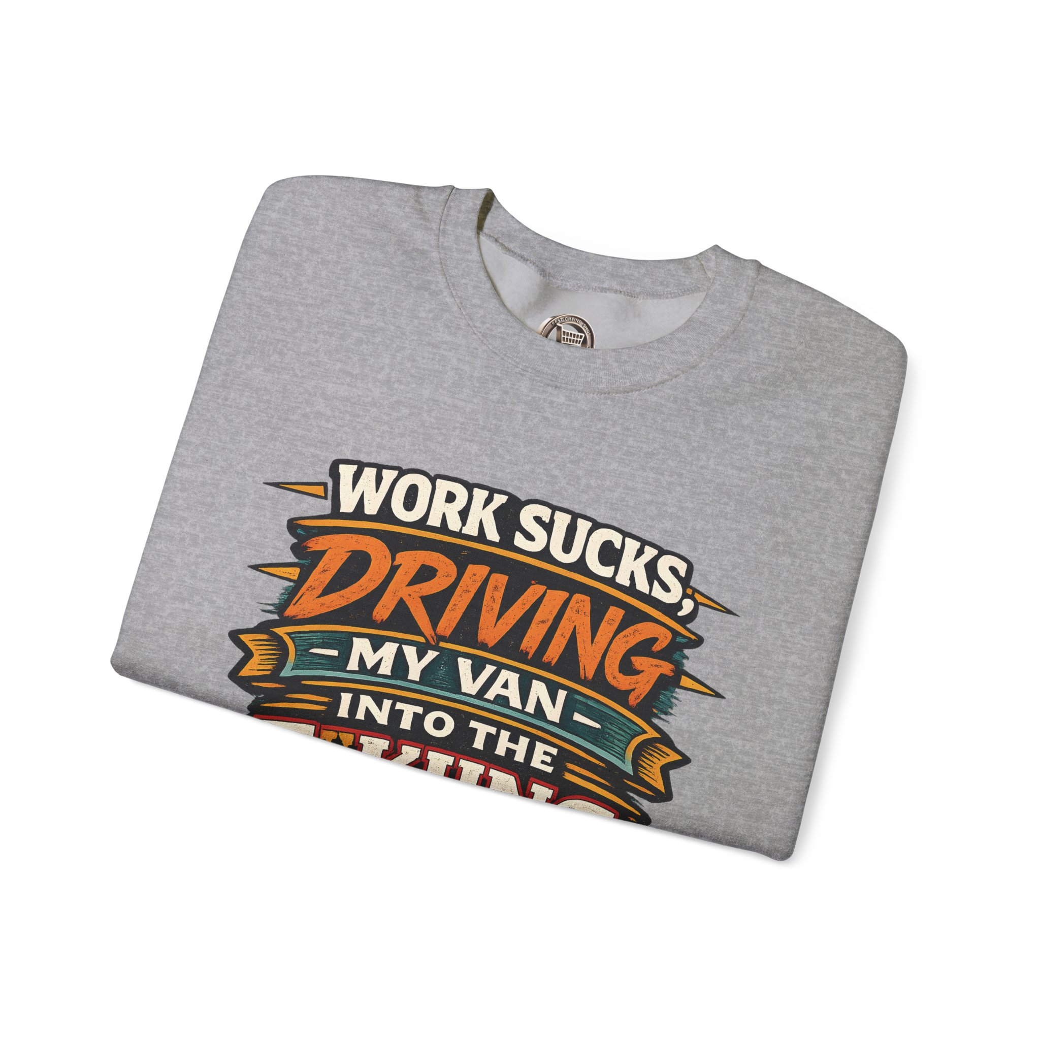 Unisex Heavy Blend™ Crewneck Sweatshirt — "Work Sucks" Design F**K-Line