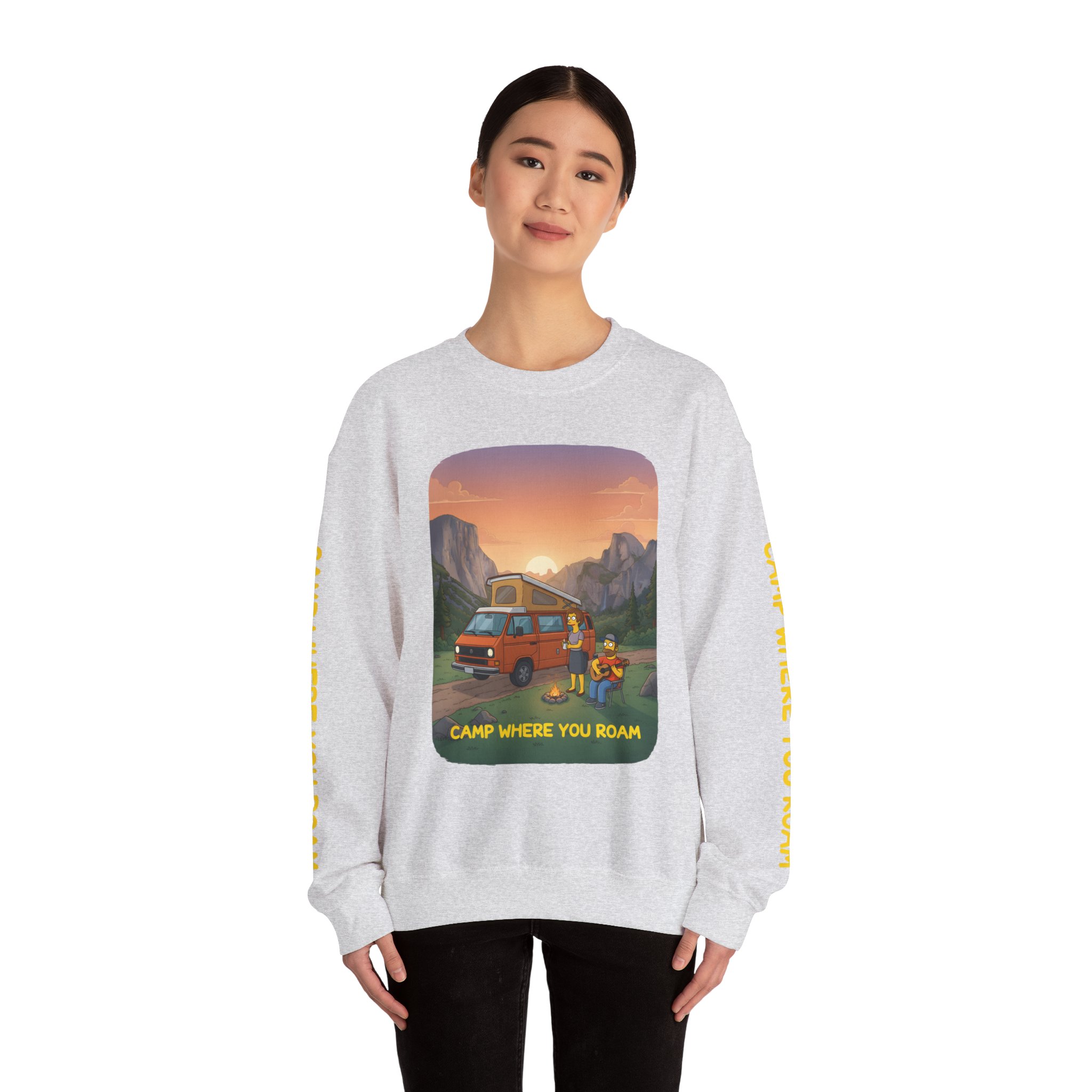 Unisex Heavy Blend™ Crewneck Sweatshirt — "Camp Where You Roam" Design Sitcom-Line