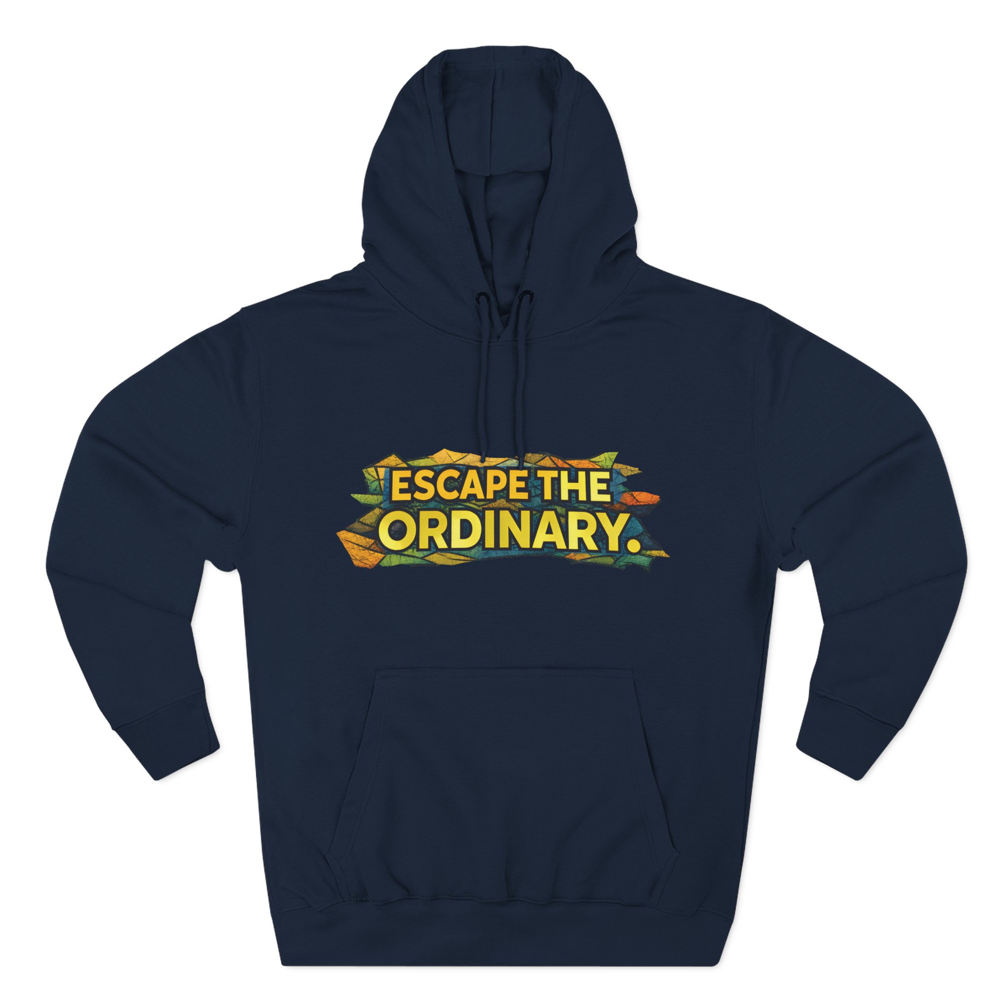 Three-Panel Fleece Hoodie - "Escape The Ordinary" Design Cubic-Line